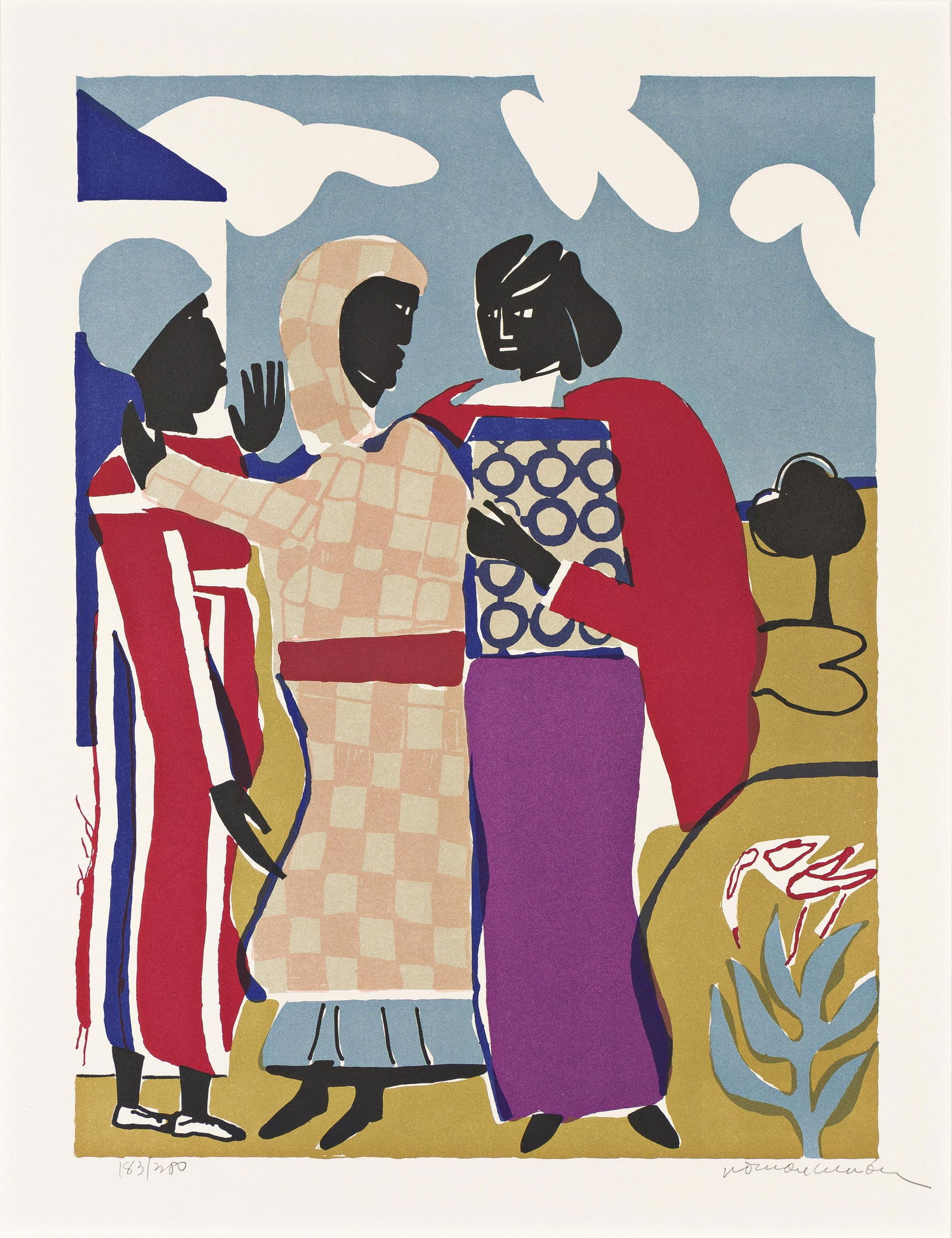 (ART.) Romare Bearden. [Three Women (Easter Sunday)]. [New York: Atelier Ettinger, 1979] (1 of 1)