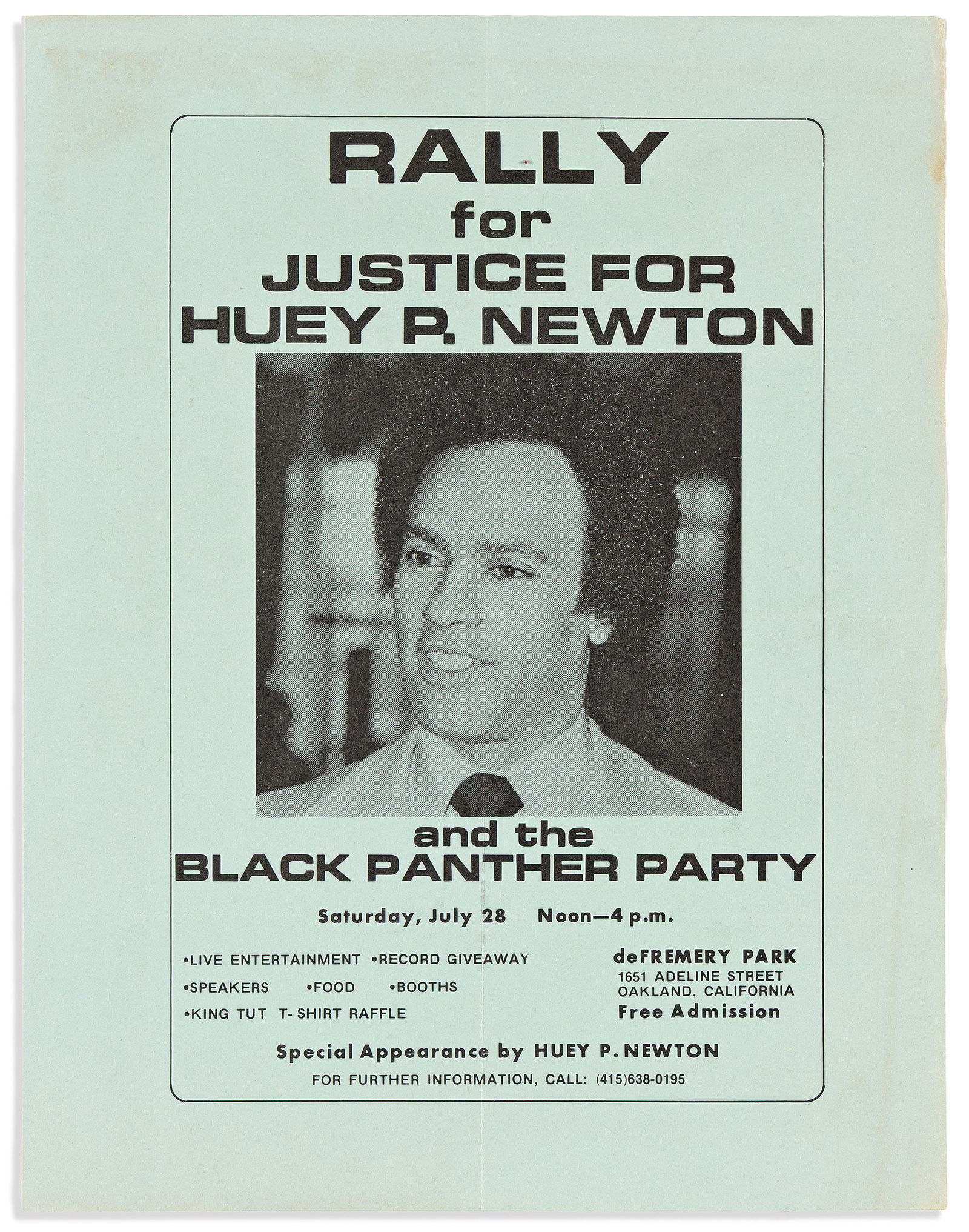 (BLACK PANTHERS.) Rally for Justice for Huey P. Newton and the Black Panther Party. Oakland, CA, 28 (1 of 1)