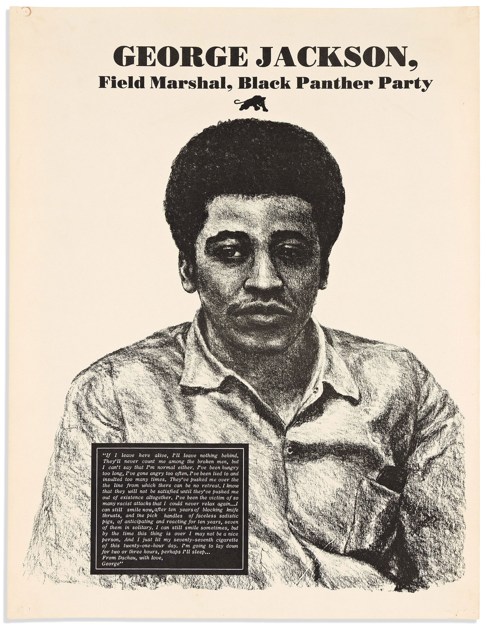 (BLACK PANTHERS.) David Mosley. George Jackson, Field Marshal, Black Panther Party. [Los Angeles, (1 of 1)