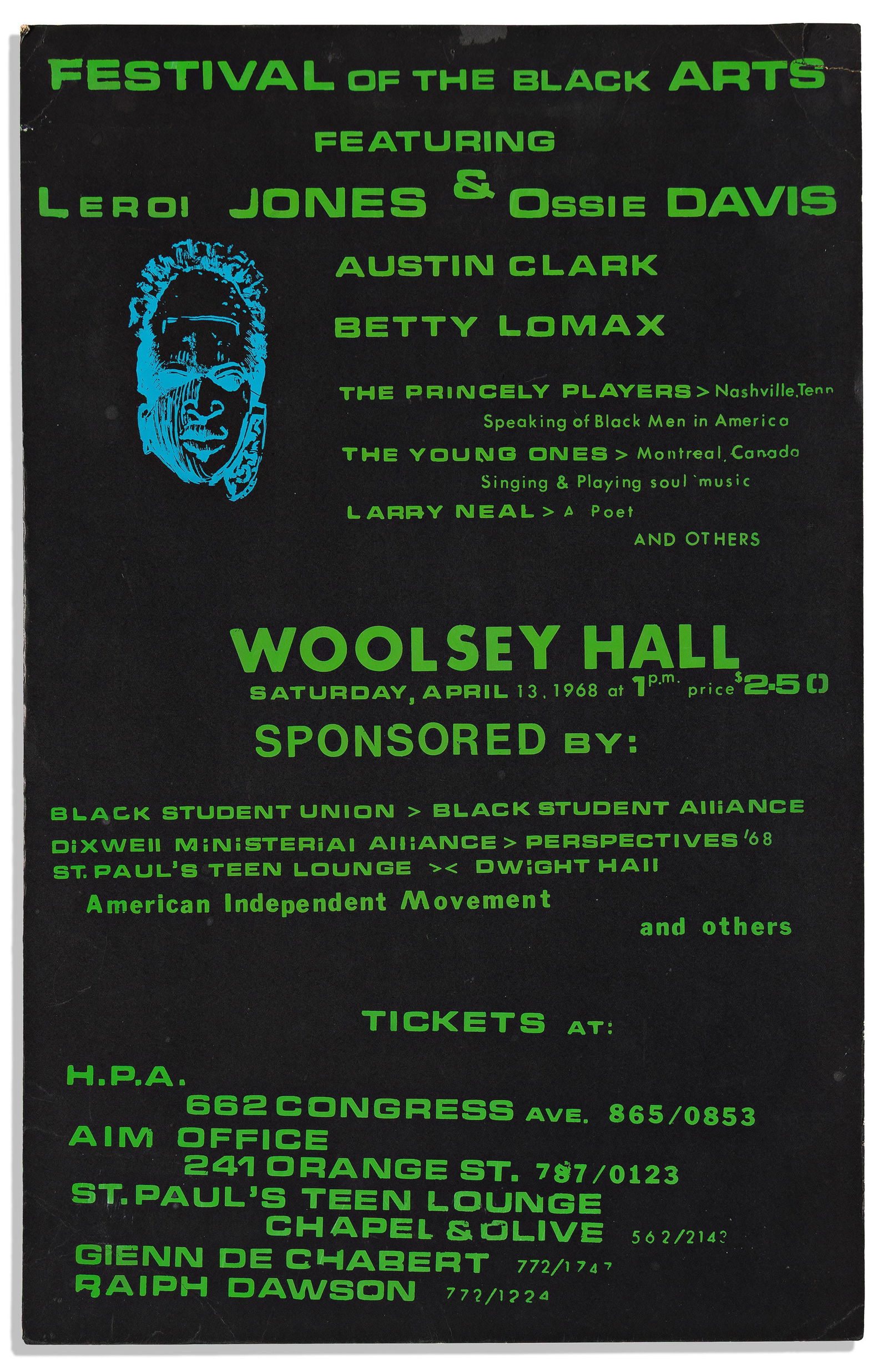 (BLACK POWER.) Festival of the Black Arts, Featuring LeRoi Jones & Ossie Davis. [New Haven, CT], 13 (1 of 1)
