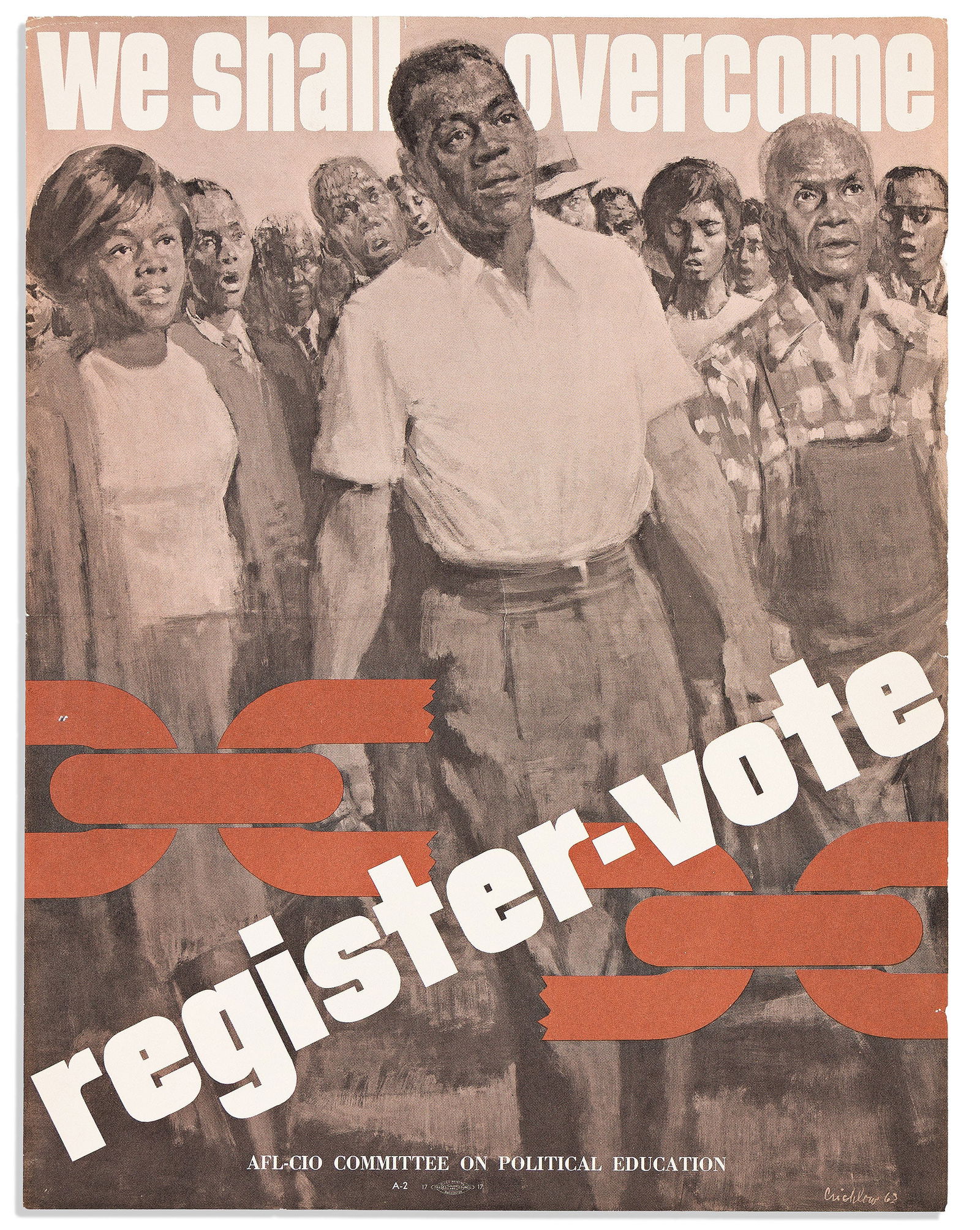 (CIVIL RIGHTS.) Ernest Crichlow, artist. We Shall Overcome. Register--Vote. Washington, 1963 (1 of 1)