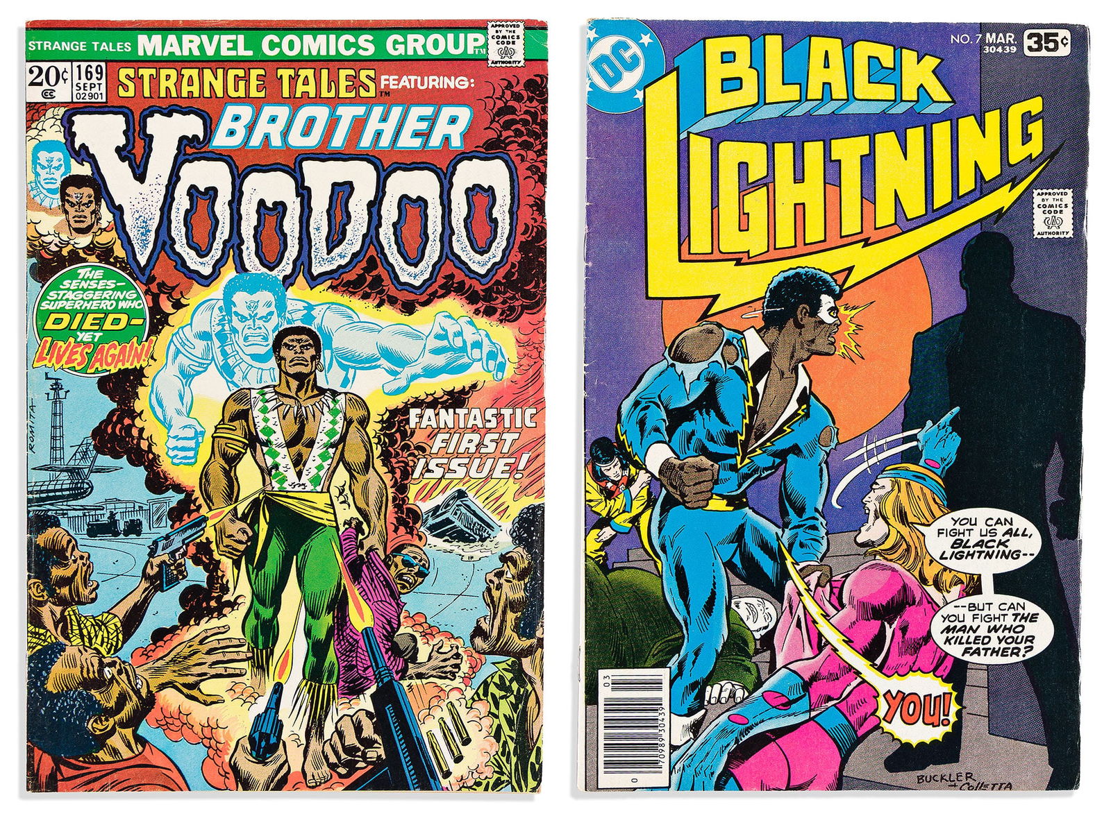 (COMIC BOOKS.) Group of Brother Voodoo and Black Lightning comics. New York, 1973-1978 (1 of 1)