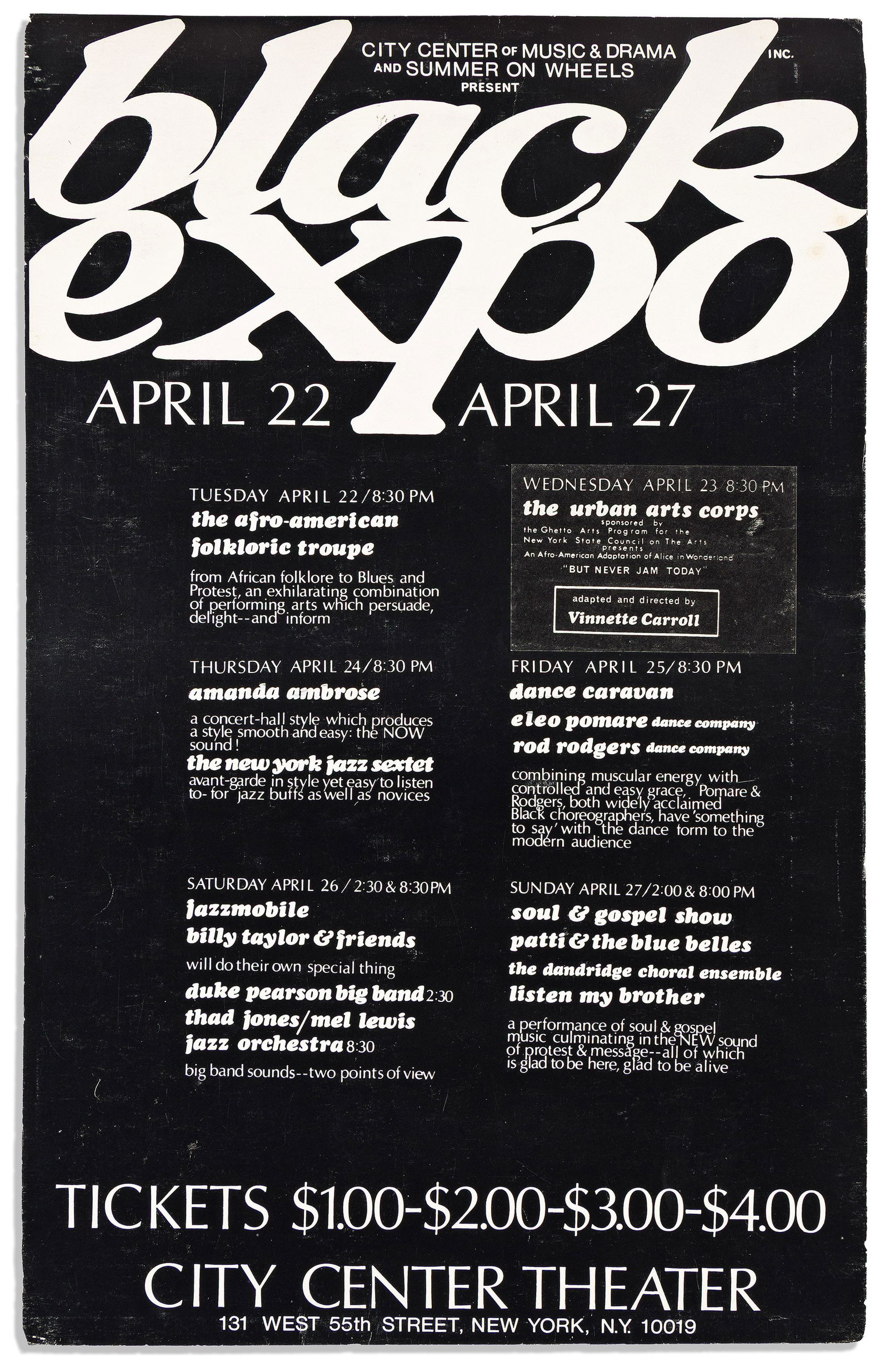 (ENTERTAINMENT.) Poster and program for the week-long Black Expo festival. New York, 22 April [1969] (1 of 1)