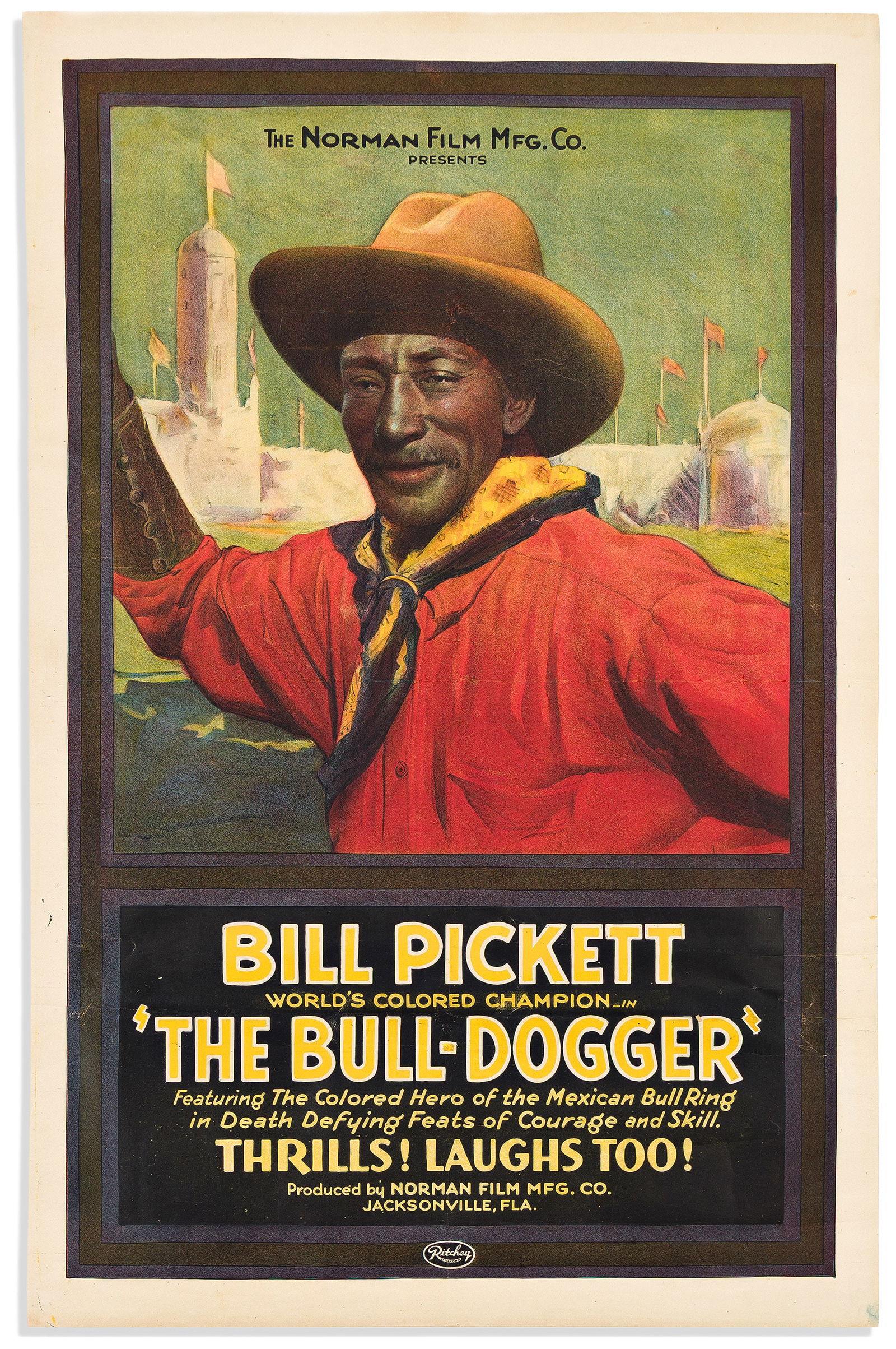 (ENTERTAINMENT--FILM.) Norman Film. Bill Pickett, World's Colored Champion, in "The Bull-Dogger," (1 of 1)