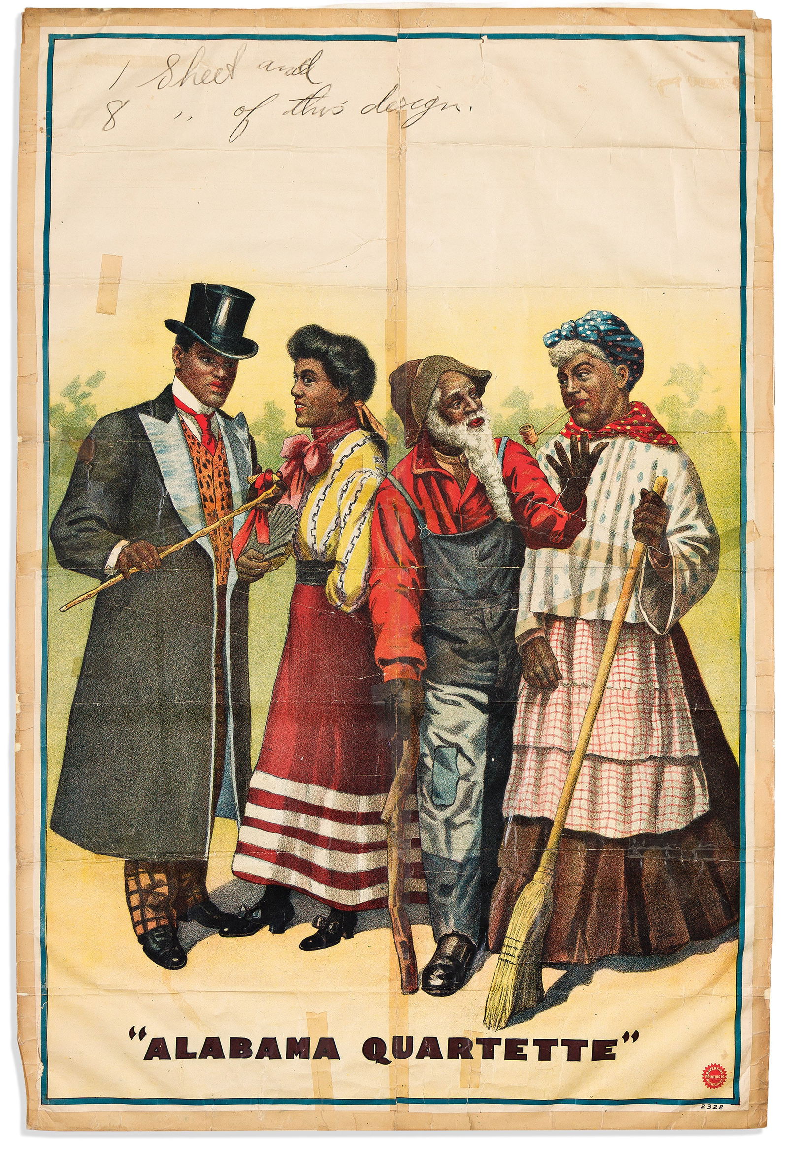 (ENTERTAINMENT--MINSTRELSY.) Alabama Quartette poster. Milwaukee, WI, circa early 1900s (1 of 1)