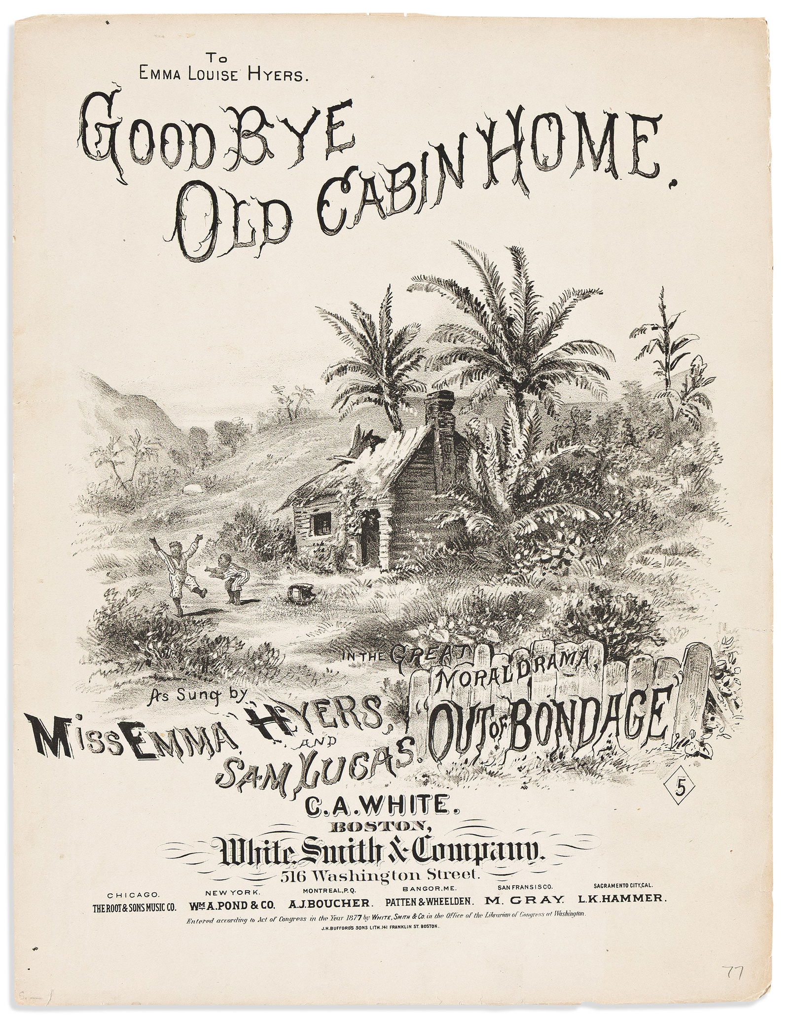 (ENTERTAINMENT--MUSIC.) Group of sheet music from the Hyers family musical "Out of Bondage," (1 of 3)
