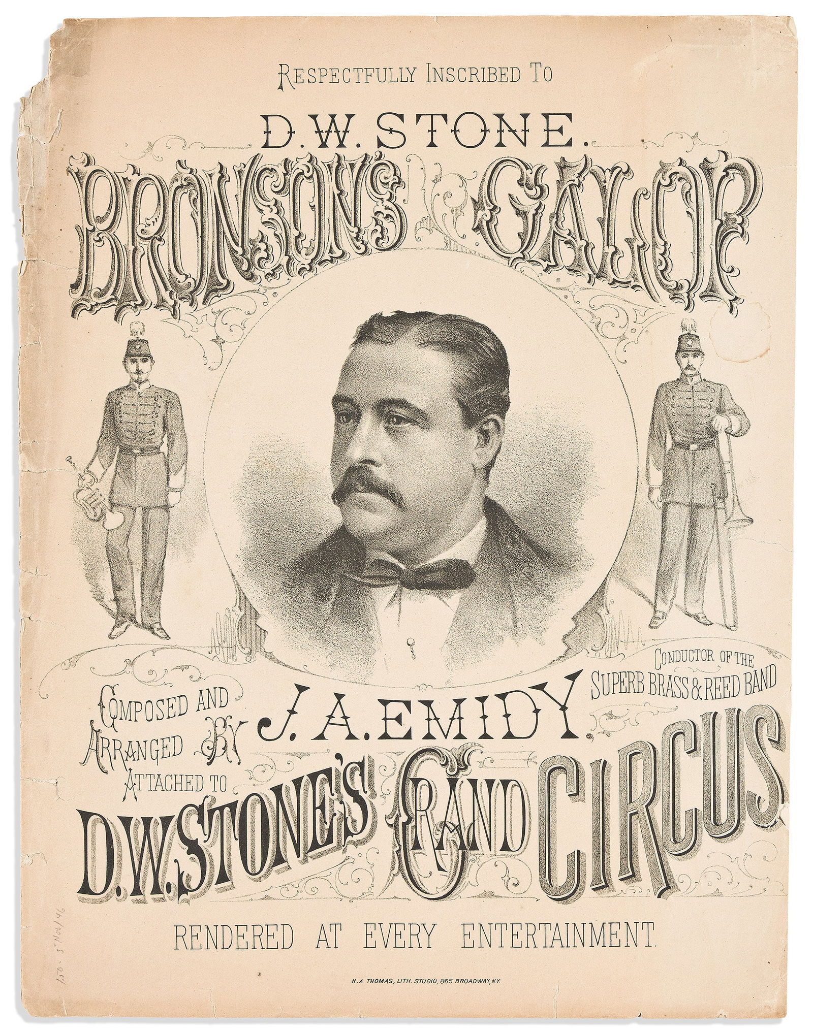 (ENTERTAINMENT--MUSIC.) Joseph A. Emidy. Bronson's Galop. New York: H.A. Thomas, [1878] (1 of 1)