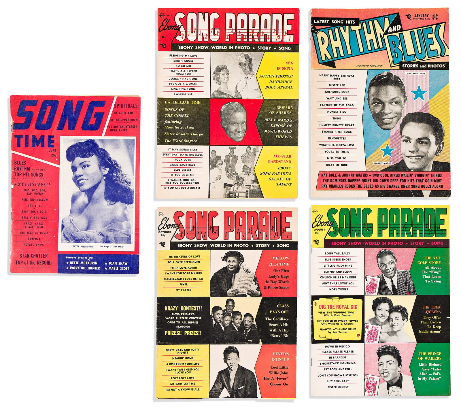 (ENTERTAINMENT--MUSIC.) Group of 5 Black music magazines, 1953-1958 (1 of 1)