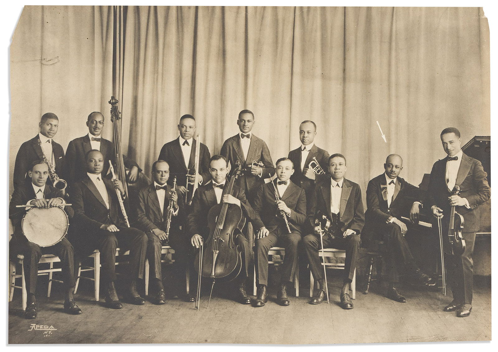 (ENTERTAINMENT--THEATER.) Pair of photographs of Eubie Blake and the "Shuffle Along" team. New York, (1 of 2)