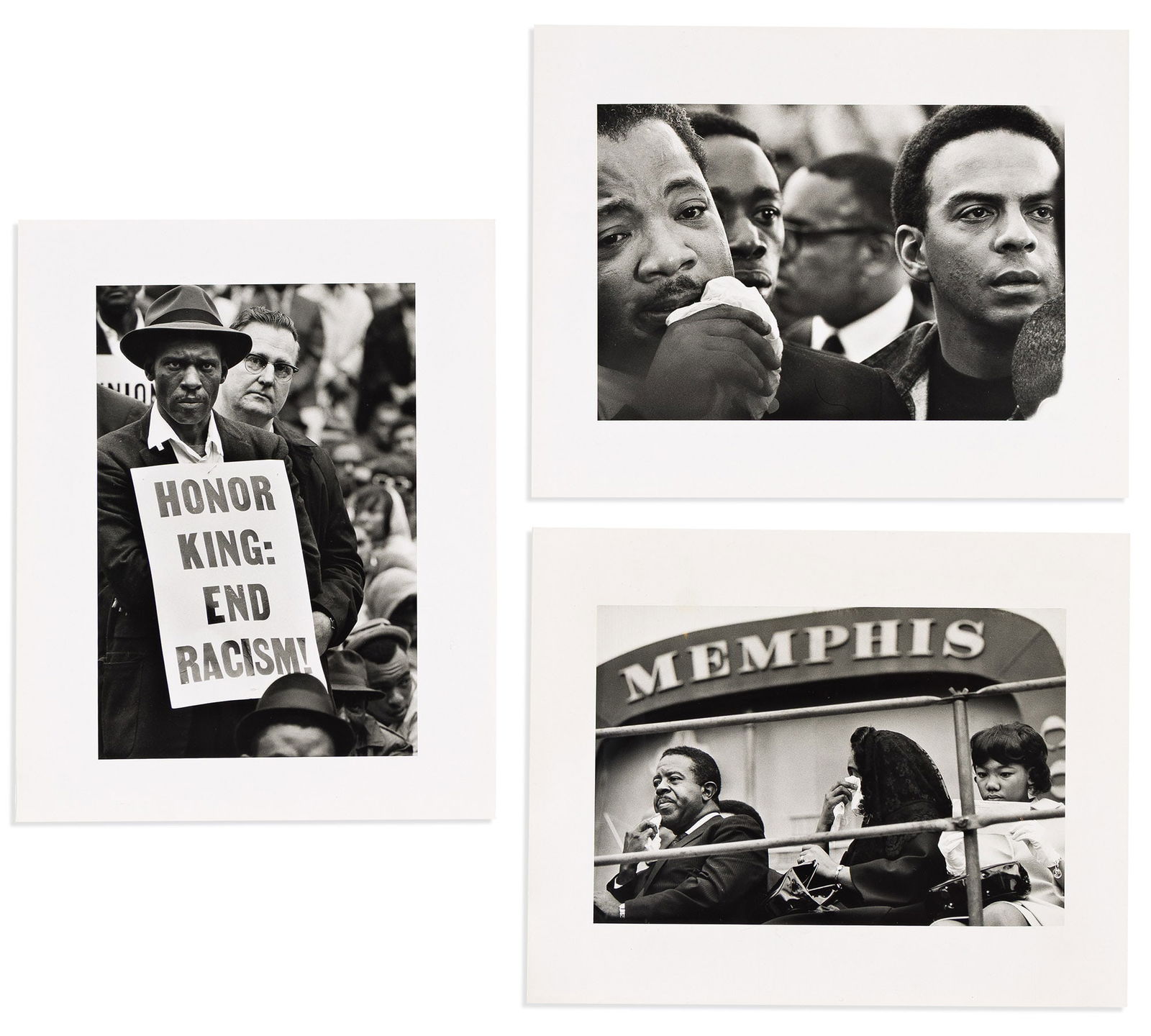 (KING.) Burk Uzzle. Group of three photographs of the Martin Luther King memorial march. [Memphis, (1 of 1)
