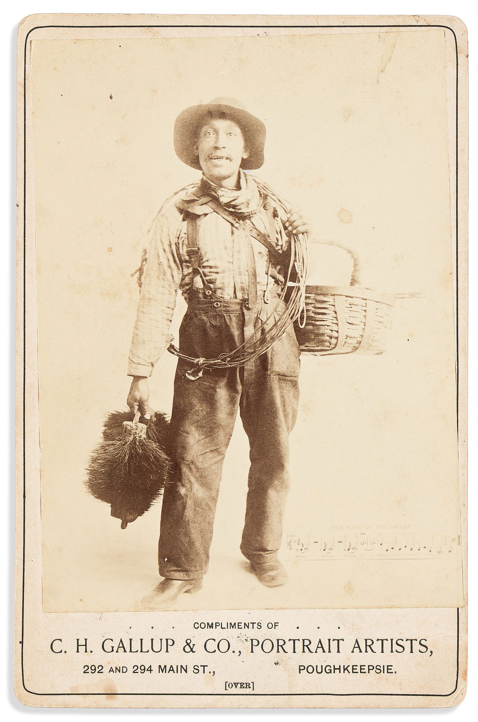 (LABOR.) Cabinet card portrait of John King, "The Chimney Sweep." Poughkeepsie, NY, circa 1890 (1 of 2)