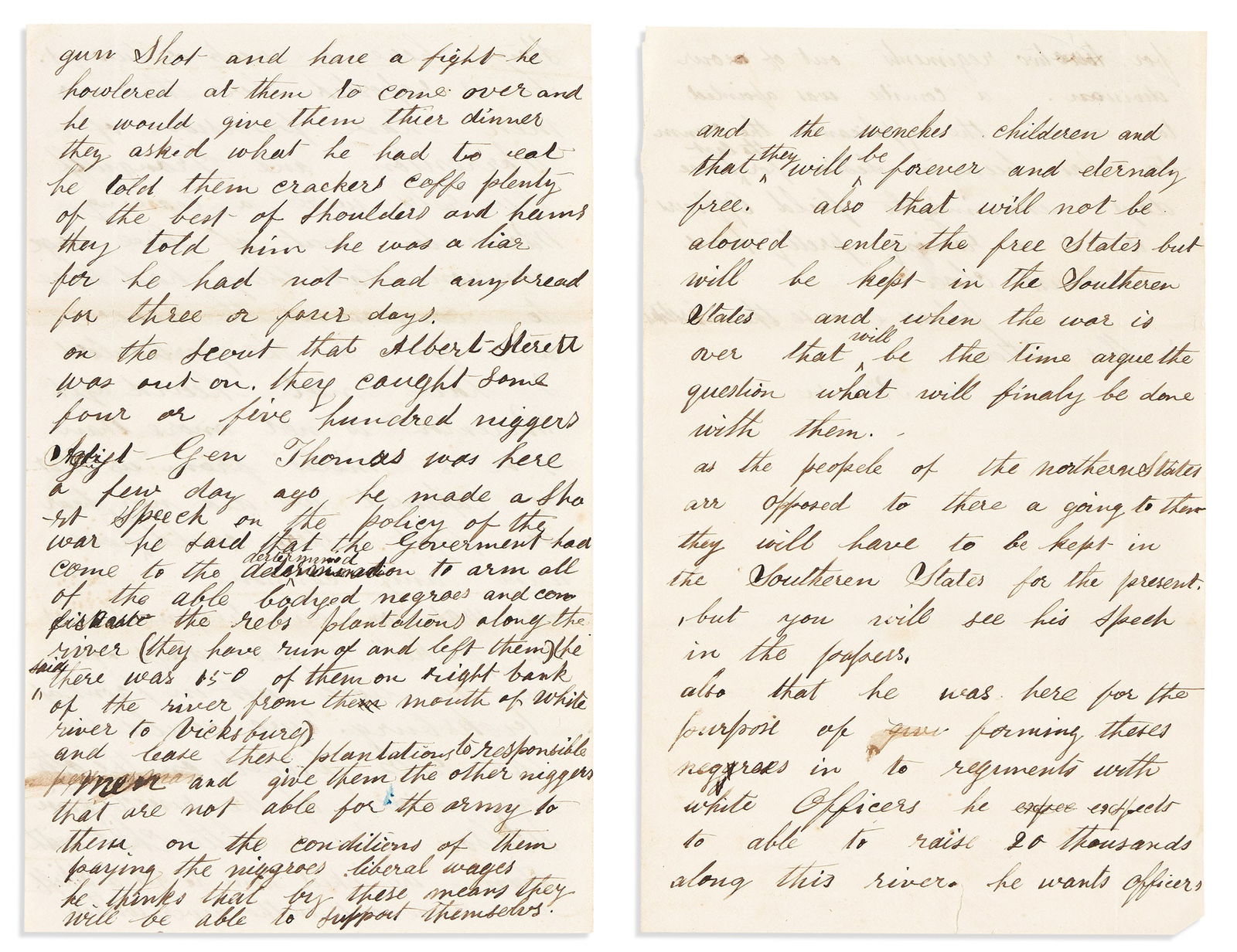 (MILITARY--CIVIL WAR.) Letter on the formation of Black regiments in Louisiana. Young's Point, LA, (1 of 1)