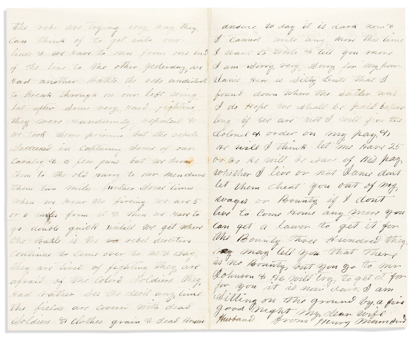 (MILITARY--CIVIL WAR.) Letters from the 29th Connecticut Colored Infantry, 1864-1865 (1 of 2)