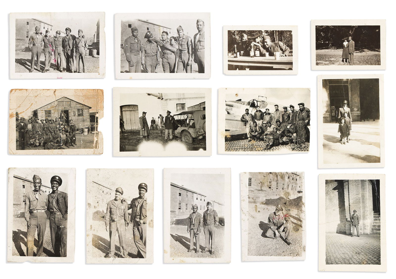 (MILITARY--WORLD WAR TWO.) Group of candid snapshots of Tuskegee Airmen in uniform, circa 1943-1944 (1 of 1)
