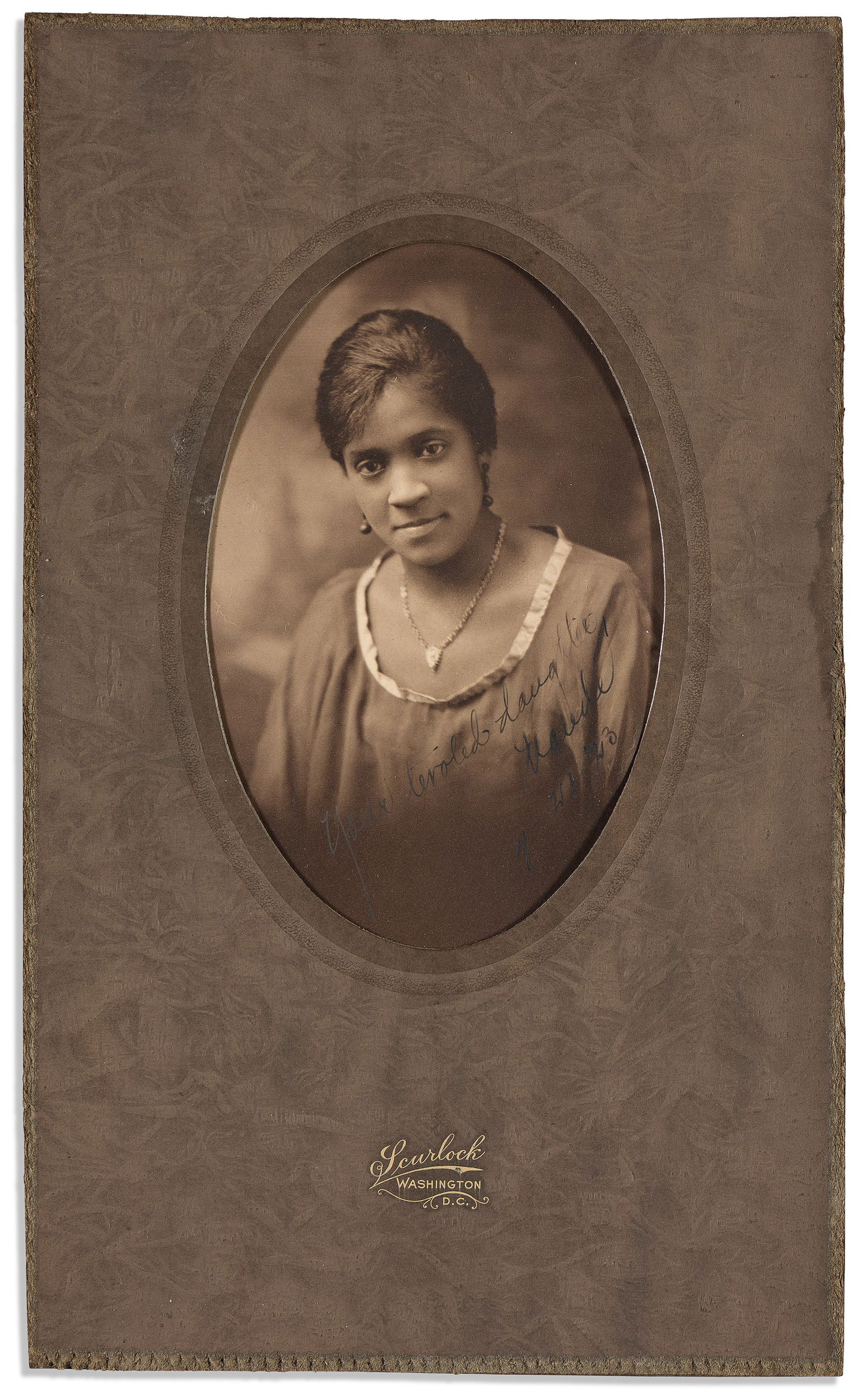 (PHOTOGRAPHY.) Addison Scurlock, photographer. Portrait of a young woman. Washington, 2 July 1923 (1 of 1)