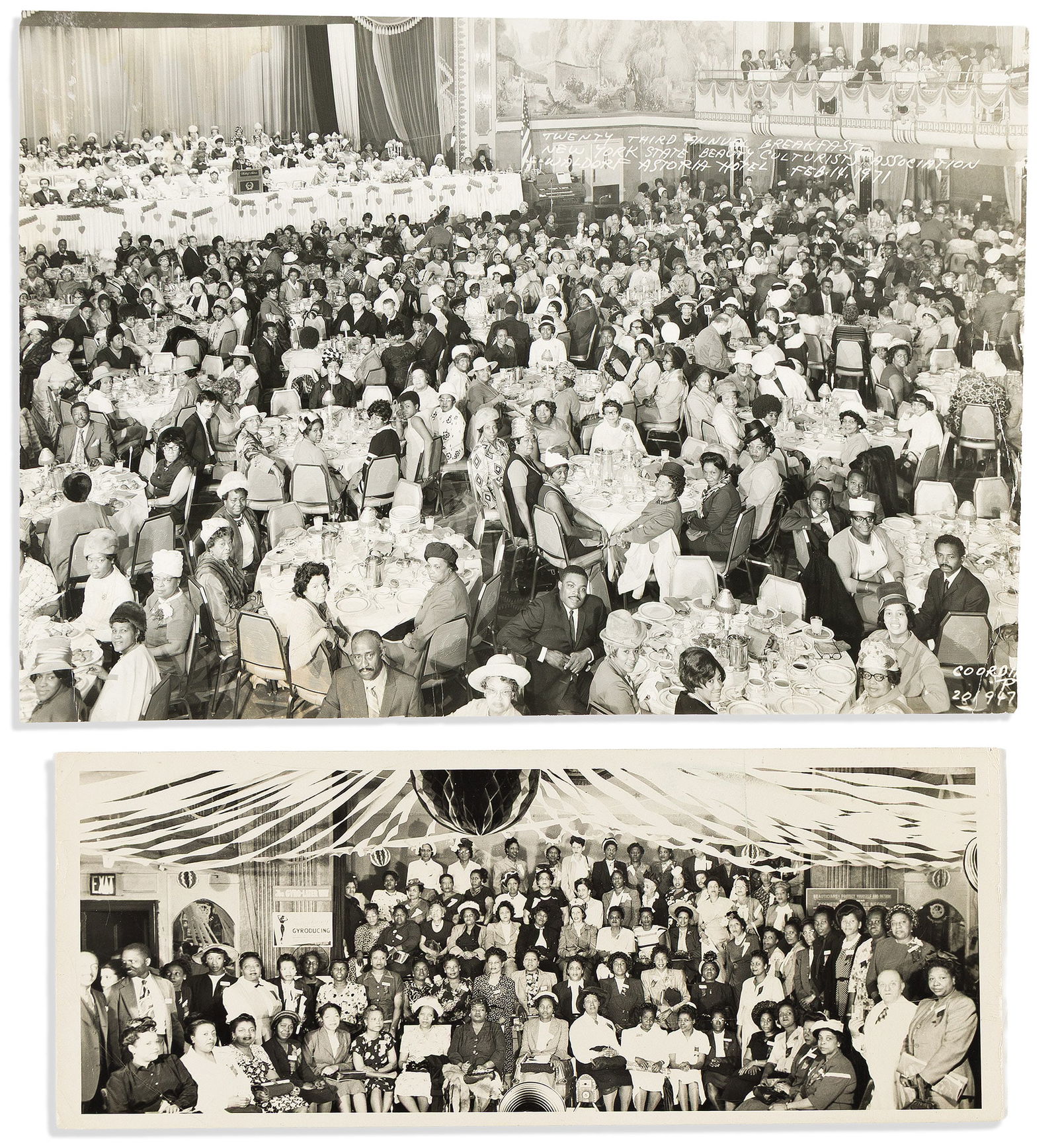 (WOMEN'S HISTORY--BEAUTY.) Pair of photographs of New York beauty conventions. New York, circa 1948 (1 of 1)