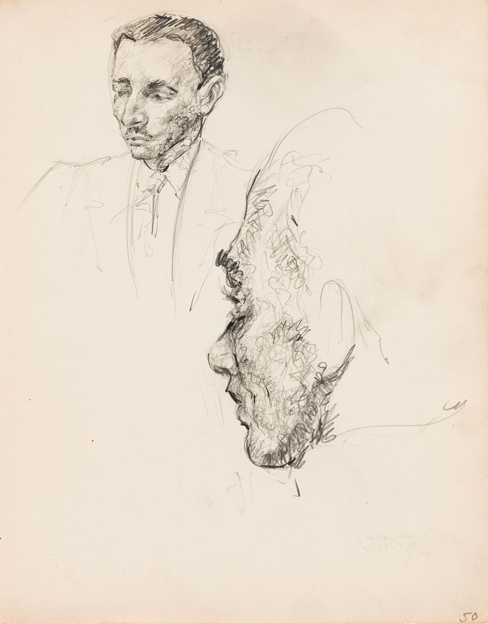 Charles White (1918-1979), Untitled (Two Profile Studies), circa 1937-38. (1 of 1)