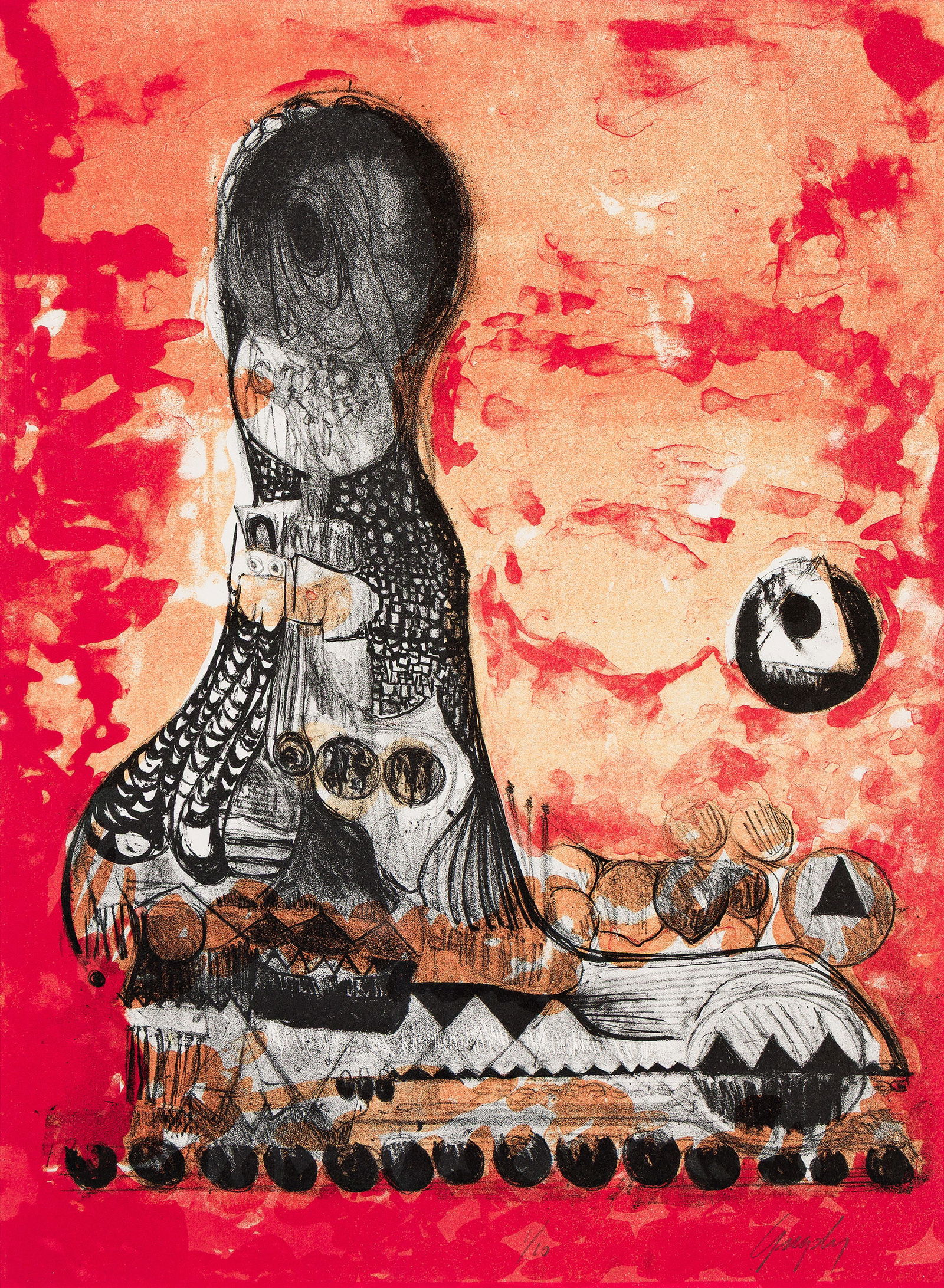 J. Eugene Grigsby, Jr. (1918-2013), Enchantress, 1979.: J. Eugene Grigsby, Jr. (1918-2013) Enchantress. Color lithograph, 1979. Signed and numbered 1/10 in pencil, lower margin. Sheet: 20 1/8 x 15 in. (51.1 x 38.1 cm.), full margins. Frame: 27 1/4 x 22 in.