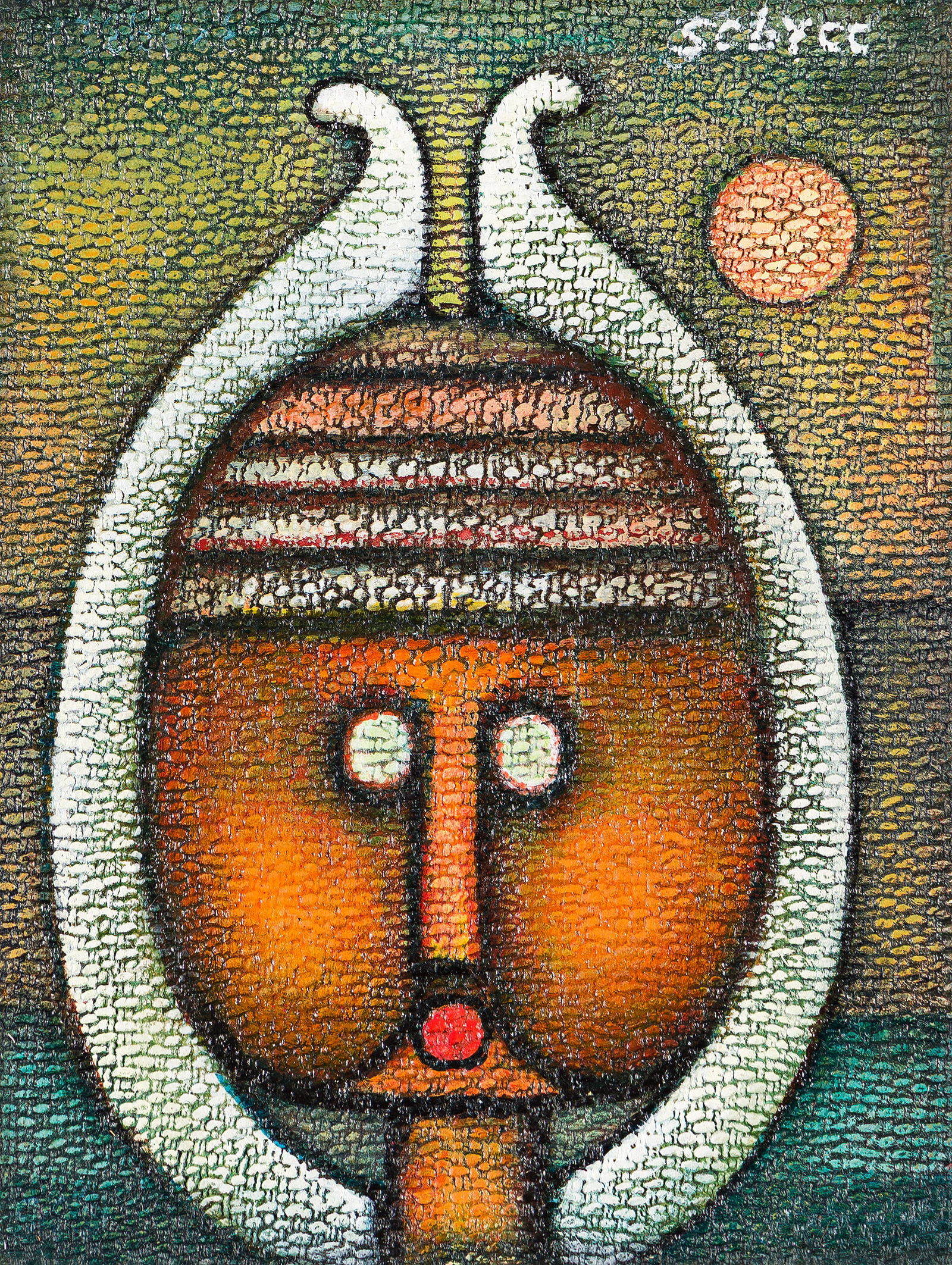 Charles Sebree (1914-1985), Voodoo Orientalist, circa 1950s.: Charles Sebree (1914-1985) Voodoo Orientalist. Gouache on paper laid to board, circa 1950s. Signed in gouache, upper right. Titled in ink on the frame backing paper. 6 1/4 x 5 1/4 in. (15.9 x 13.3 cm.