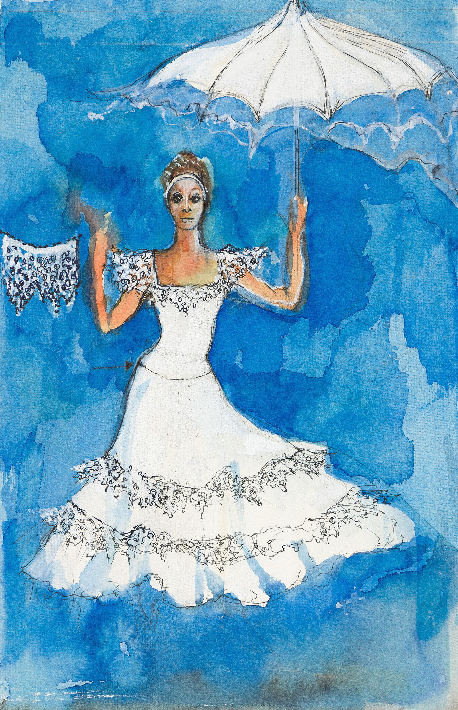 Ves Harper (1930-2004), Revelation (Wade in the Water, Female Dancer), circa 1959-60.: Ves Harper (1930-2004) Revelation (Wade in the Water, Female Dancer). Watercolor and pencil on wove paper, circa 1959-60. Each image 12 x 8 1/4 in. (30.5 x 21 cm.), Frame: 15 1/4 x 20 in. (38.7 x 50.8