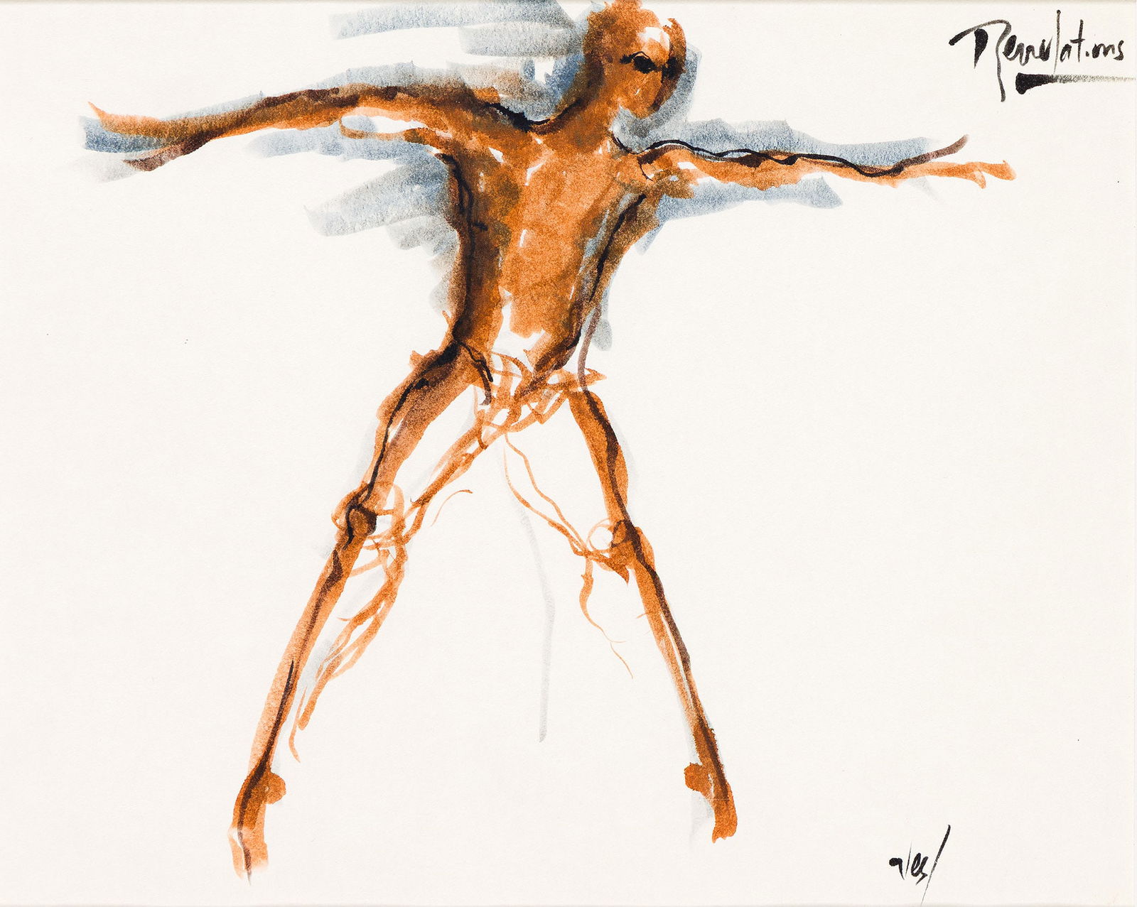 Ves Harper (1930-2004), Revelation (Sinnerman, Male dancer in Revelation, 4 Sketches), circa 1959-60: Ves Harper (1930-2004) Revelation (4 Sketches of Sinnerman dancer in Revelation). Each watercolor and pencil on white wove paper, circa 1959-60. One titled and signed in watercolor, upper right. Each