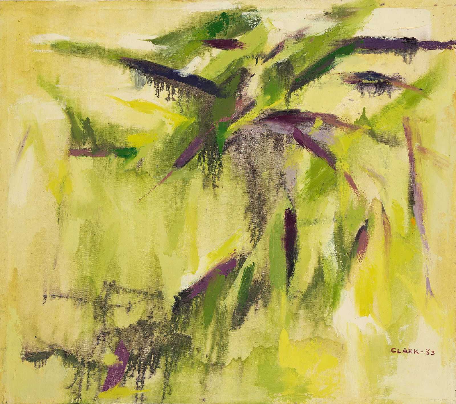 Claude Clark (1915-2001), Soaring (Flying), 1963.: Claude Clark (1915-2001) Soaring (Flying). Oil on linen canvas, 1963. Signed and dated in oil, lower right recto. Signed in ink, verso. 32 x 36 in. (81.3 x 91.4 cm.) Provenance: The estate of the arti