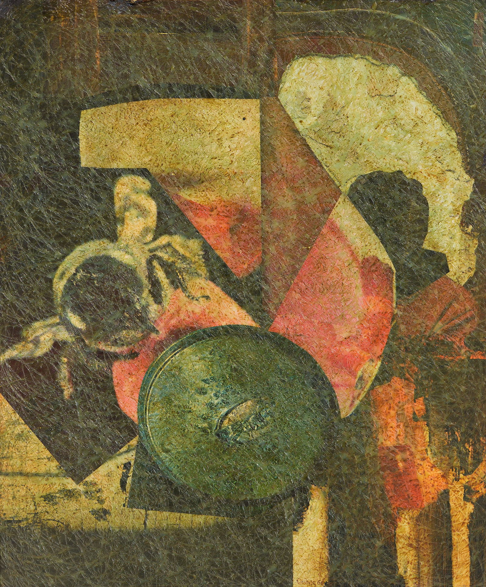 Hayward Oubre (1916-2006), Manikins, circa 1966.: Hayward Oubre 1916-2006 Manikins. Acrylic (polymer) on canvas board, mounted to masonite, circa 1966. Signed and dated in oil, lower right. 24 x 19 1/2 in. (61 x 49.5 cm.), Frame: 27 1/2 x 23 1/2 in.