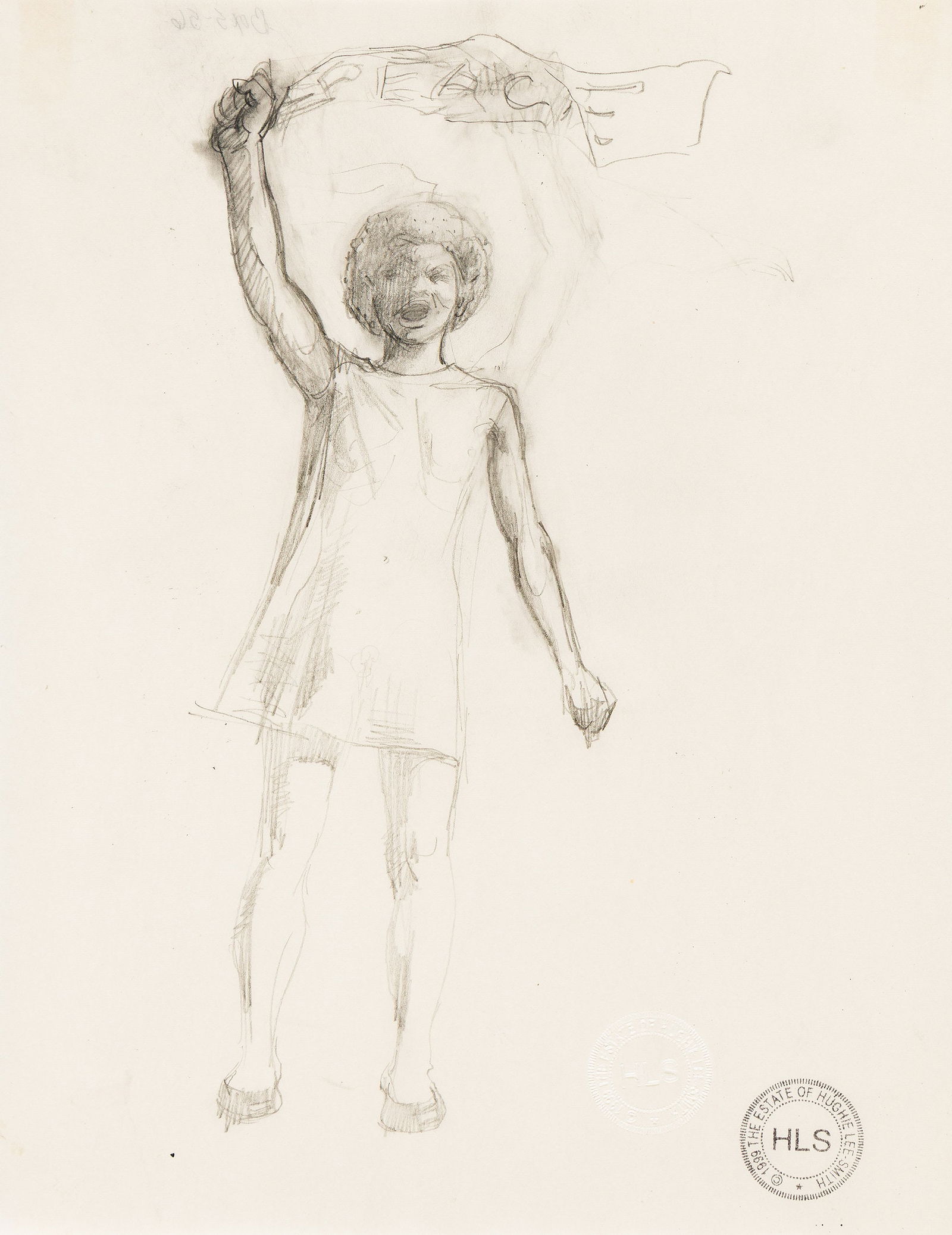 Hughie Lee-Smith (1915-1999), Young Woman, PEACE Banner, circa 1970s. (1 of 1)