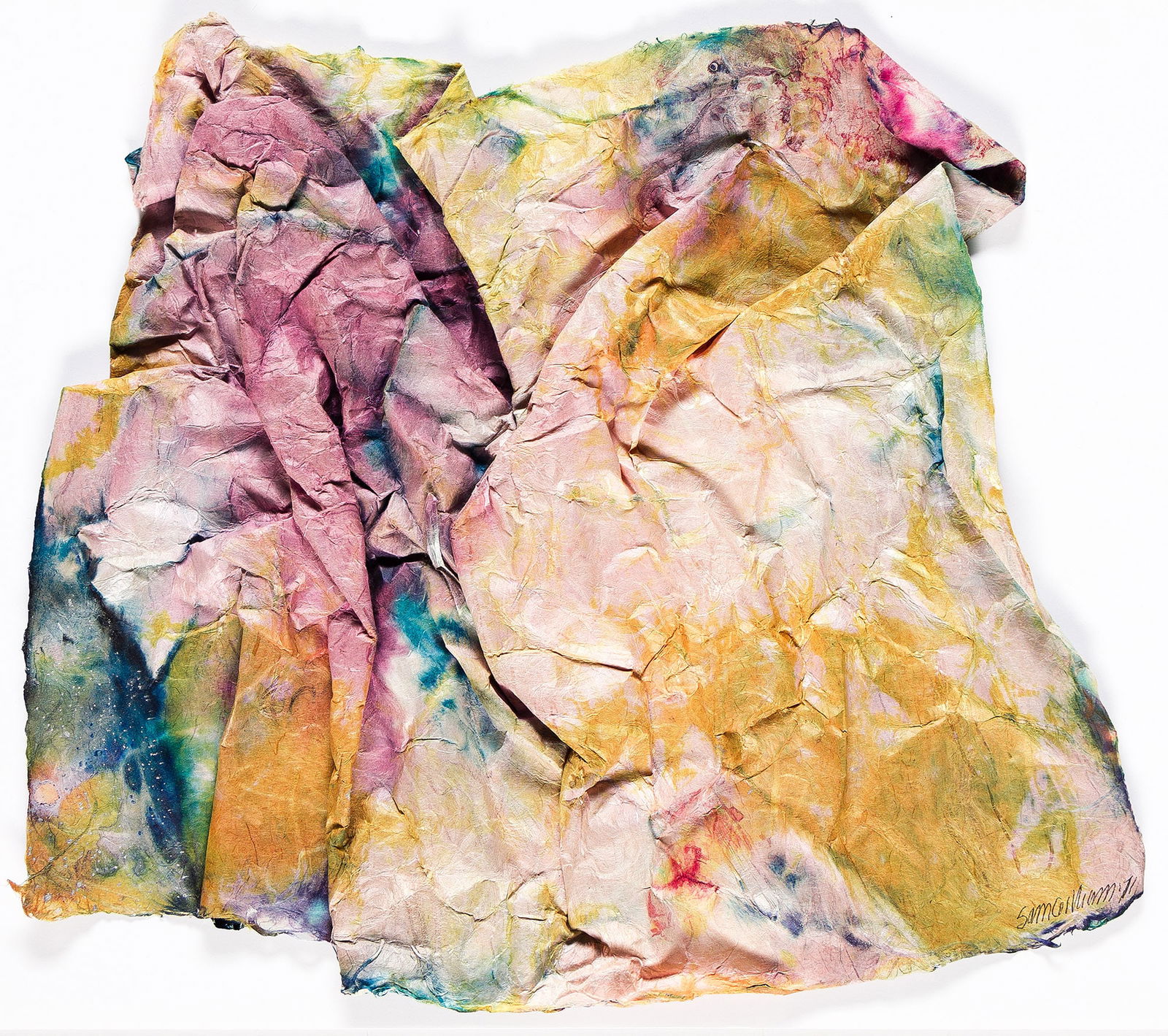 Sam Gilliam (1933-2022), Untitled,1971.: Sam Gilliam (1933-2022) Untitled. Acrylic and watercolor on a handmade distressed fibrous paper, 1971. Signed and dated in ink, lower right. 18 1/2 x 21 1/2 in. (47 x 54.6 cm.) Provenance: Acquired di