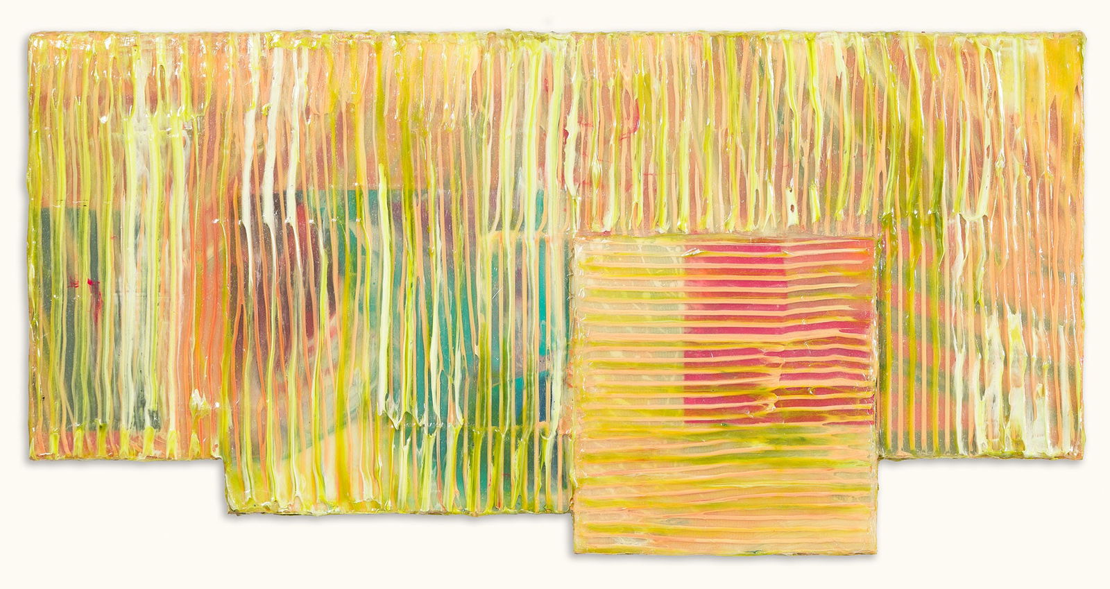 Sam Gilliam (1933-2022), Yellow, Yellow, 2003.: Sam Gilliam (1933-2022) Yellow, Yellow. Acrylic on birch plywood, 2003. Signed, titled and dated in ink, verso. 22 1/2 x 45 x 3 in. (57.2 x 114.3 x 7.6 cm.) Provenance: Acquired directly from the arti