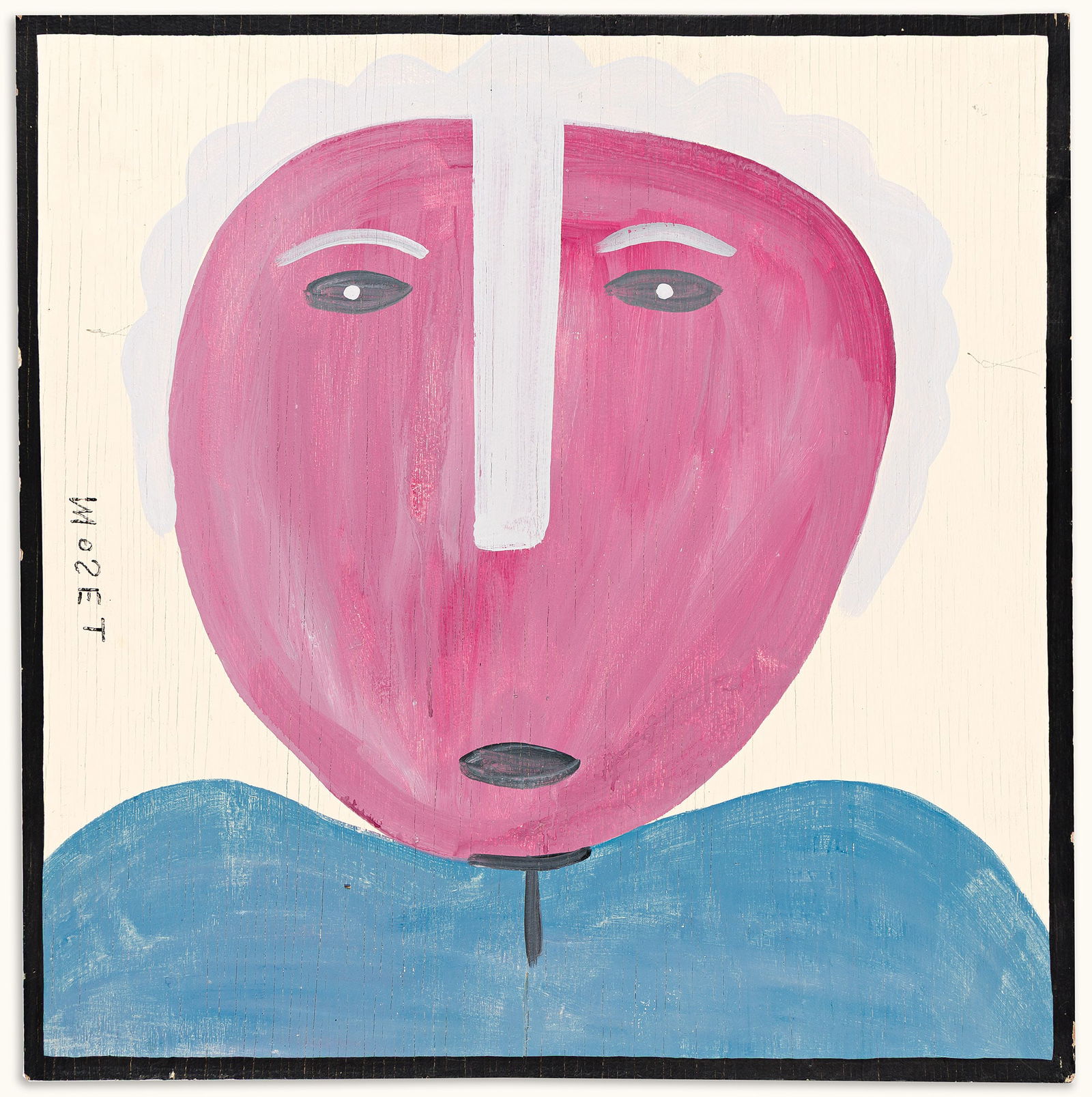 Mose Tolliver, (1925-2006), Pair of paintings. George Washington and Angel, circa 1980s.: Mose Tolliver (1925-2006) Two paintings (George Washington and Angel). House paint on found plywood, circa 1980s. Both signed, left and right edges. 24 1/2 x 24 in. (62.2 x 61 cm.), 24 x 12 in. (61 x