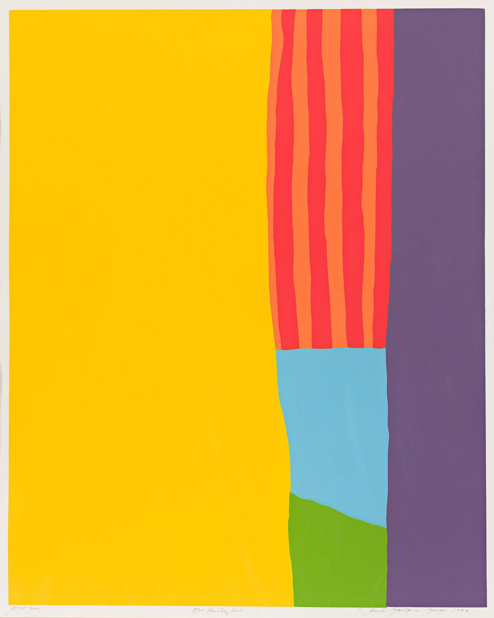 Mildred Thompson (1936-2003), Open Window Series, 1977.: Mildred Thompson (1936-2003) Open Window Series. Color screenprint on Rives BFK, 1977. Artist proof, aside from an edition of an unknown size. Signed, titled, dated, and inscribed "Tampa" and "Artist'