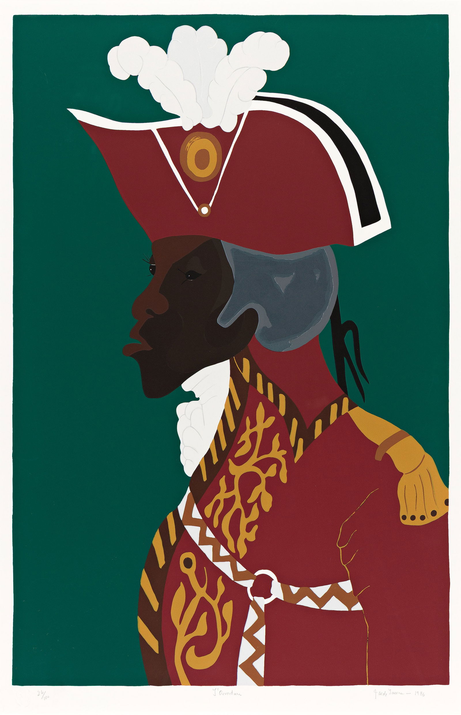 Jacob Lawrence (1917-2000), General Toussaint L'Ouverture, 1986.: Jacob Lawrence (1917-2000) General Toussaint L'Ouverture. Color screenprint on Bainbridge Two Ply Rag paper, 1986. Signed, titled, dated, and numbered 26/100 in pencil, lower margin. Printed by Lou St