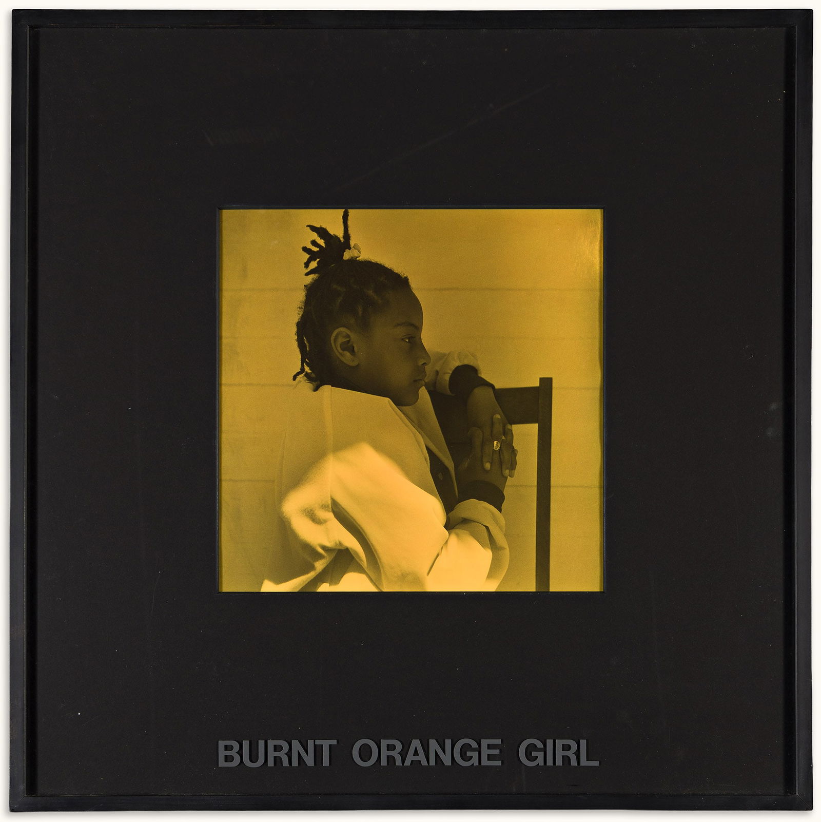Carrie Mae Weems (b. 1953), Burnt Orange Girl, 1990.: Carrie Mae Weems (b. 1953) Burnt Orange Girl. Toned gelatin silver print, with Prestype lettering and frame, 1990. Artist's proof, aside from an edition of 3. Signed, dated and inscribed "AP 1/1" in p