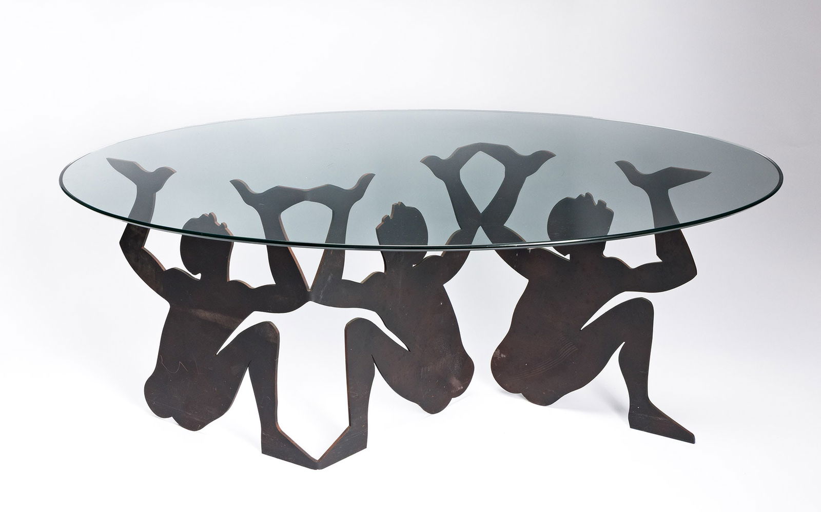 Valerie Maynard (1937-2022), Untitled (Table), circa 1990.: Valerie Maynard (1937-2022) Untitled (Table). Steel and glass, circa 1990. Steel 40 x 18 x 10 in. (101.6 x 45.7 x 25.4 cm.), Glass 44 1/2 x 32 in. (113 x 81.3 cm.) Provenance: Gift from the artist. Pr