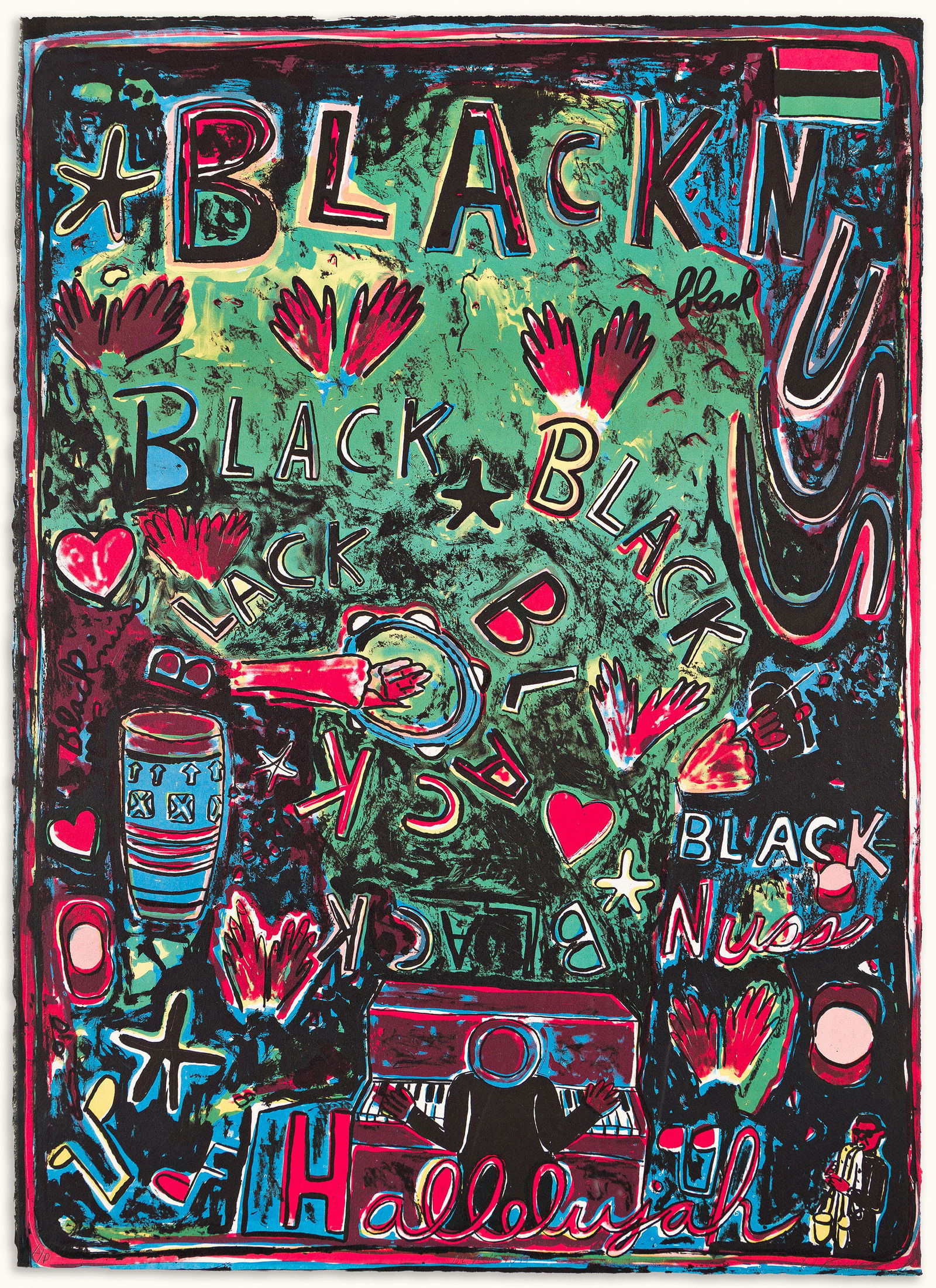 Willie Birch (b. 1942), Blacknuss, 1995.: Willie Birch (b. 1942) Blacknuss. Offset color lithograph on wove paper, 1995. Artist's proof, aside from the edition of 100. Signed, dated, and inscribed in pencil, lower edge. Printed and published