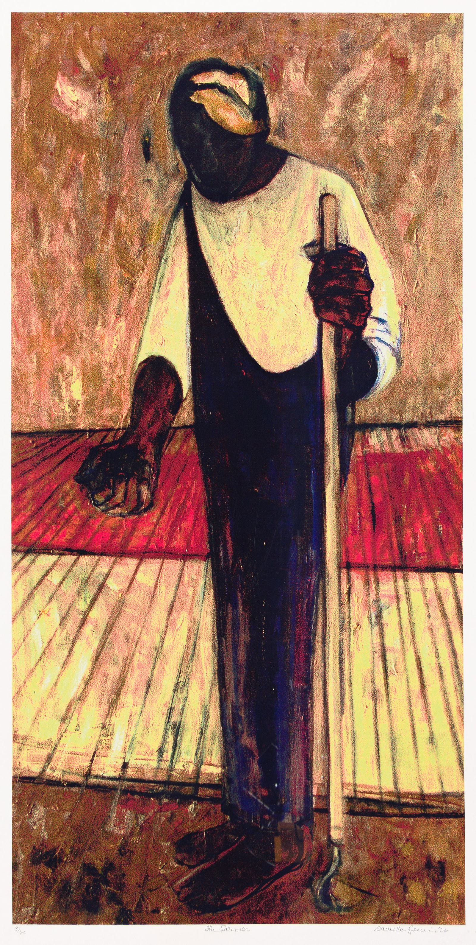 Samella Lewis (1923-2022), The Farmer, 2006.: Samella Lewis (1923-2022) The Farmer. Color screenprint, 2006. Signed, titled, dated and numbered 3/60 in pencil, lower margin. Printed by Wasserman Silkscreen Company, Santa Monica, with the blind st