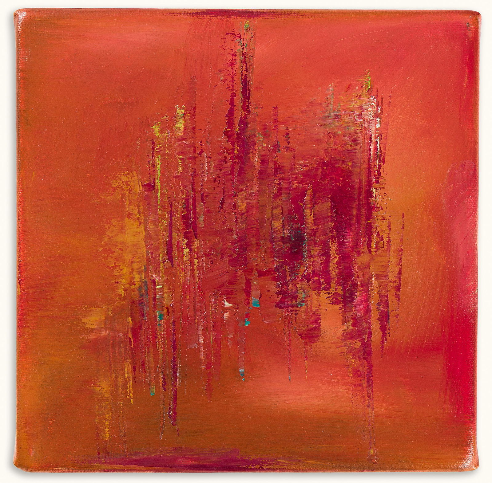 Dianne Smith (b. 1965), acelebrationofyore. 2003.: Dianne Smith (b. 1965) acelebrationofyore. Oil on cotton canvas, 2003. Signed, titled and dated in ink, verso. 8 x 8 x 3 in. (20.3 x 20.3 x 7.6 cm.) Provenance: Acquired directly from the artist. Priv