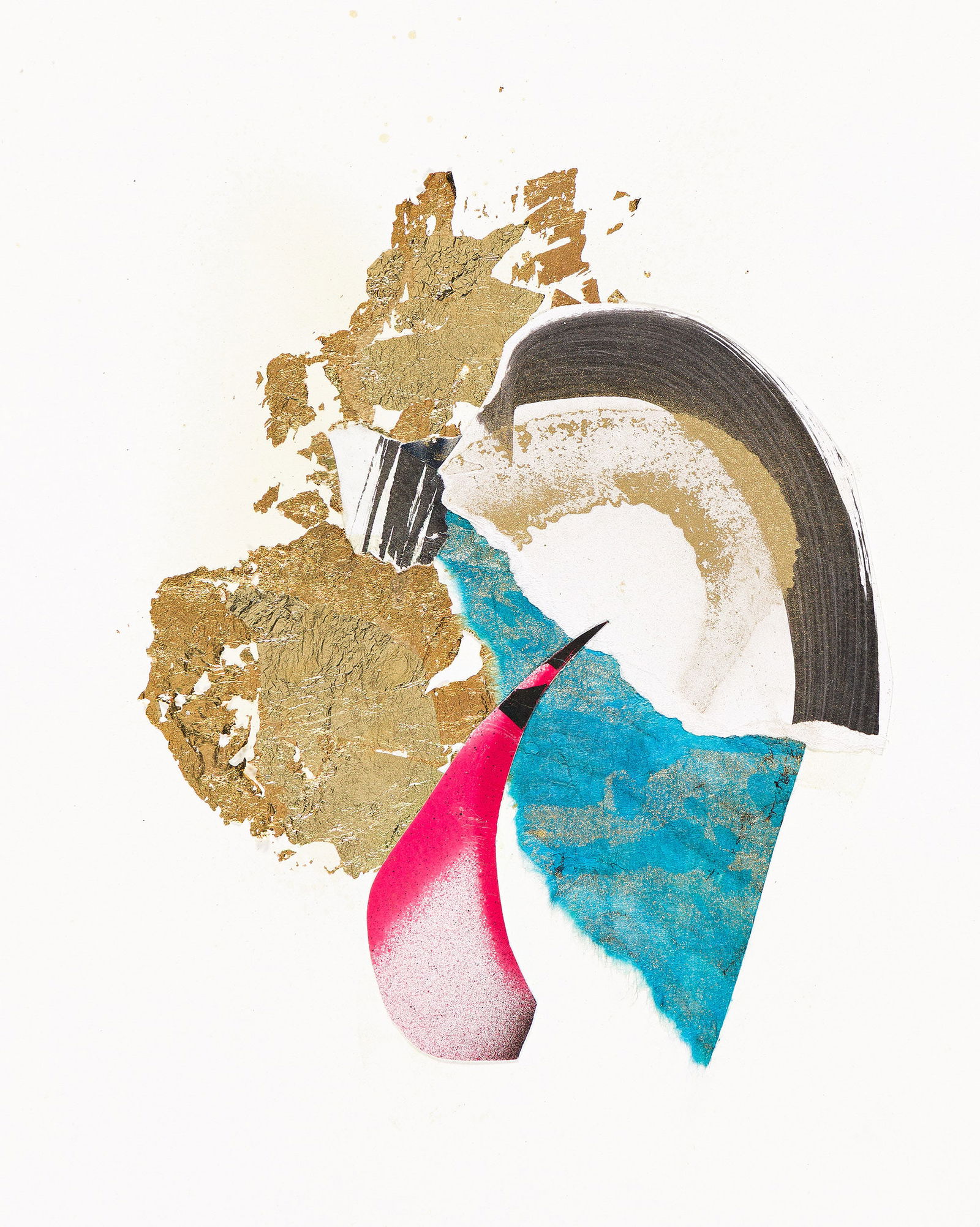 Shinique Smith (b. 1968) Untitled, 2008.: Shinique Smith (b. 1968) Untitled. Collage, acrylic and gold leaf on white wove paper, 2008. Signed, titled, and dated in pencil, verso. 8 x 10 in. (20.3 x 25.4 cm.) Provenance: Private collection, Ne