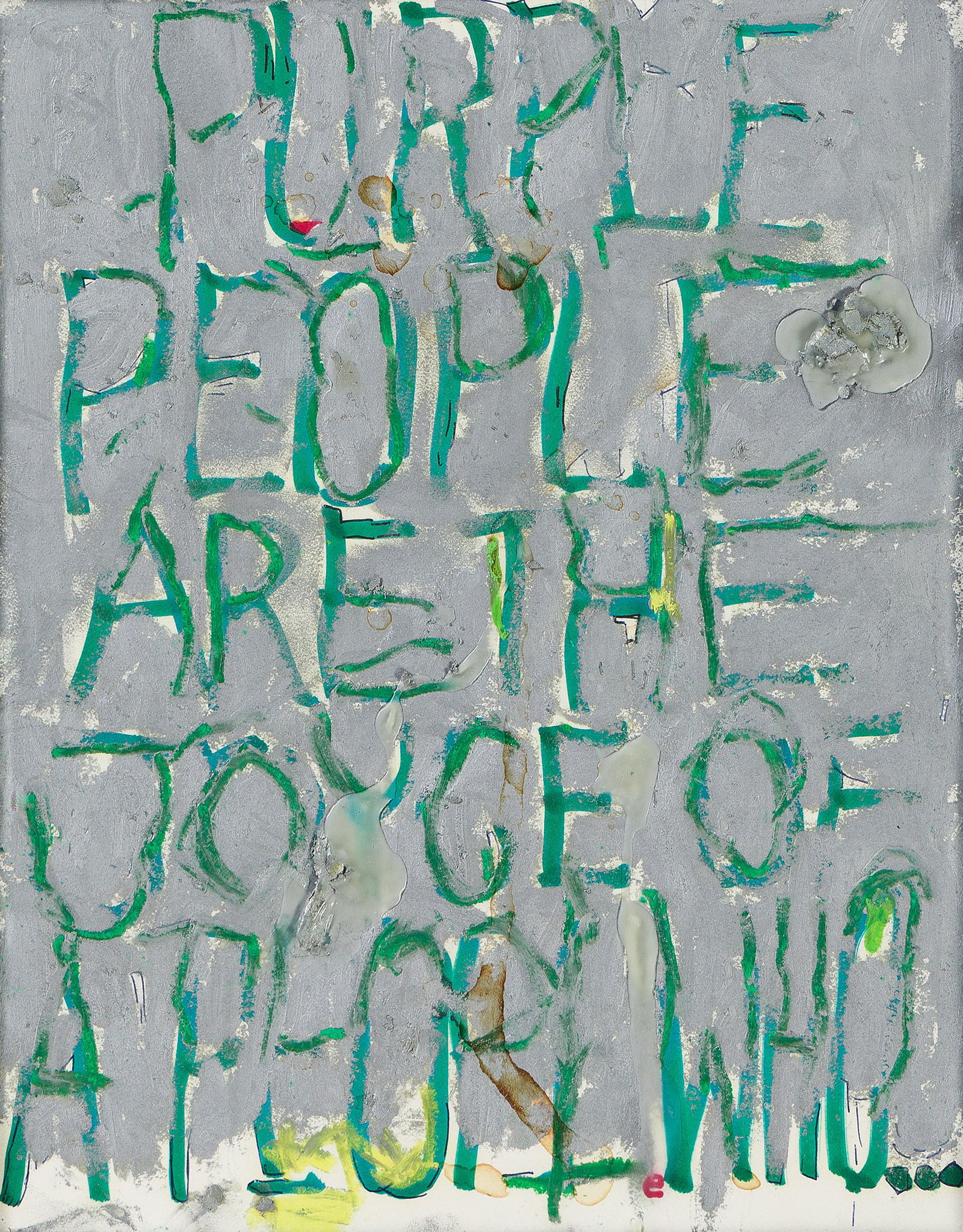 William Pope.L (1955-2023), Purple People Are the Joyce of a People Who..., 2011.: William Pope.L (1955-2023) Purple People Are the Joyce of a People Who... Marker, ballpoint, oil stick, acrylic, coffee and paint marker on paper, 2011. Signed and dated "Feb '11" in ink, verso. From