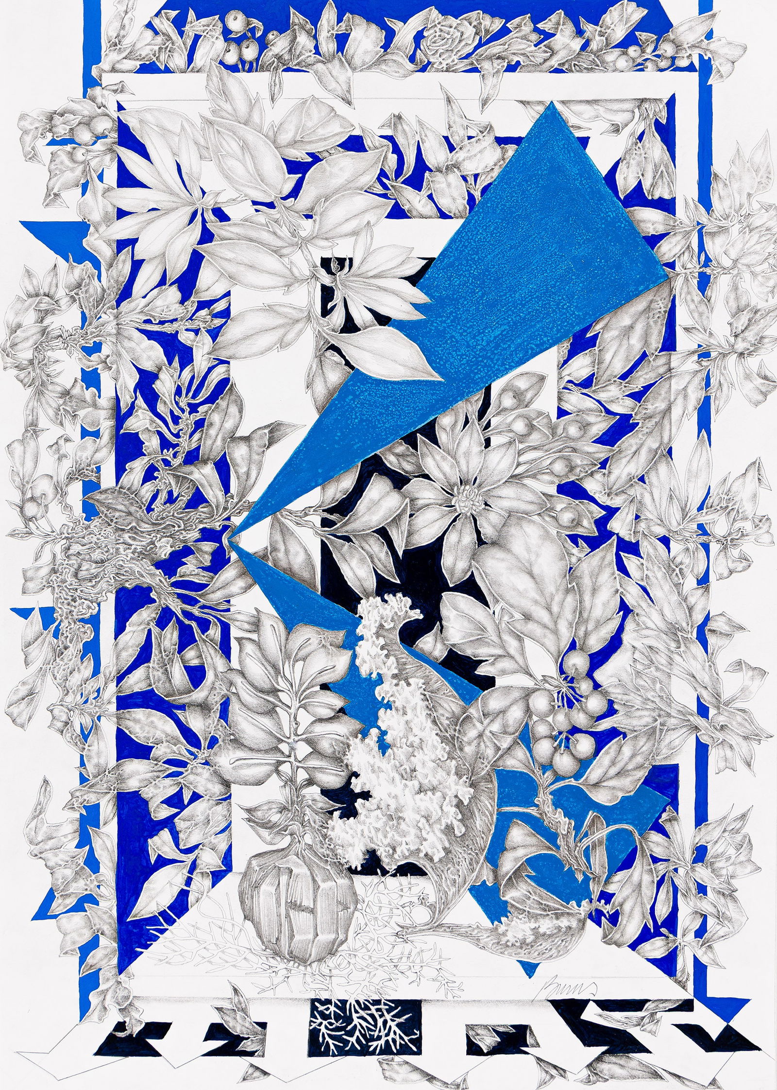 Ronald Burns (1942-2024), Surreal pencil drawing #1, 2011.: Ronald Burns (1942-2024) Surreal pencil drawing #1. Gouache and pencil on paper, 2011. Signed in pencil, lower left. 23 x 16 1/4 in. (58.4 x 41.3 cm.), Frame: 24 x 17 1/2 in. (61 x 44.5 cm.) Provenanc