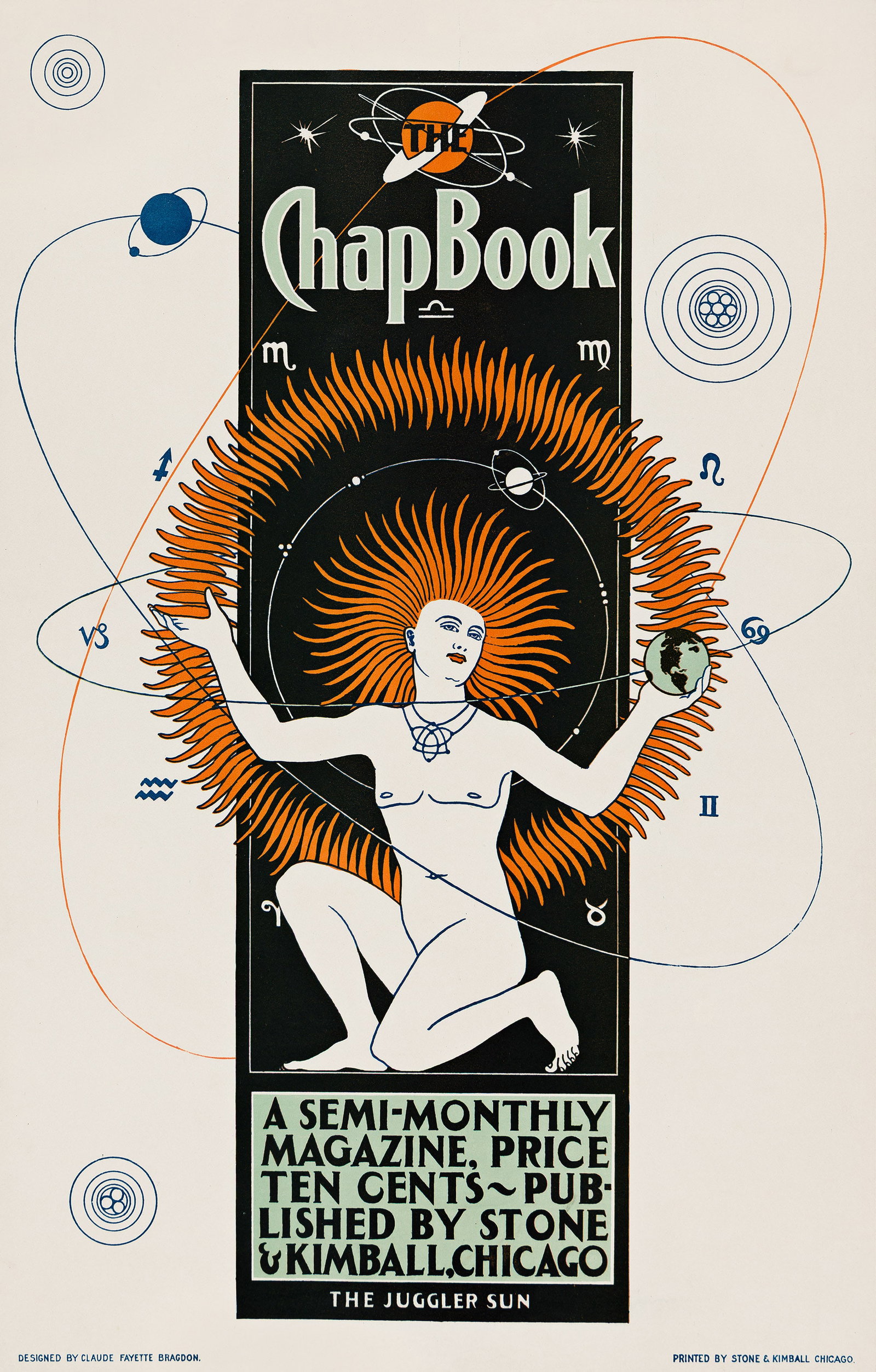 Claude Fayette Bragdon, The Chap Book / The Juggler Sun. Circa 1895.: Claude Fayette Bragdon 1866-1946 The Chap Book / The Juggler Sun. Circa 1895. Condition A-: minor overpainting and restoration at edges. Bragdon, like many of the early Art Nouveau artists, was traine