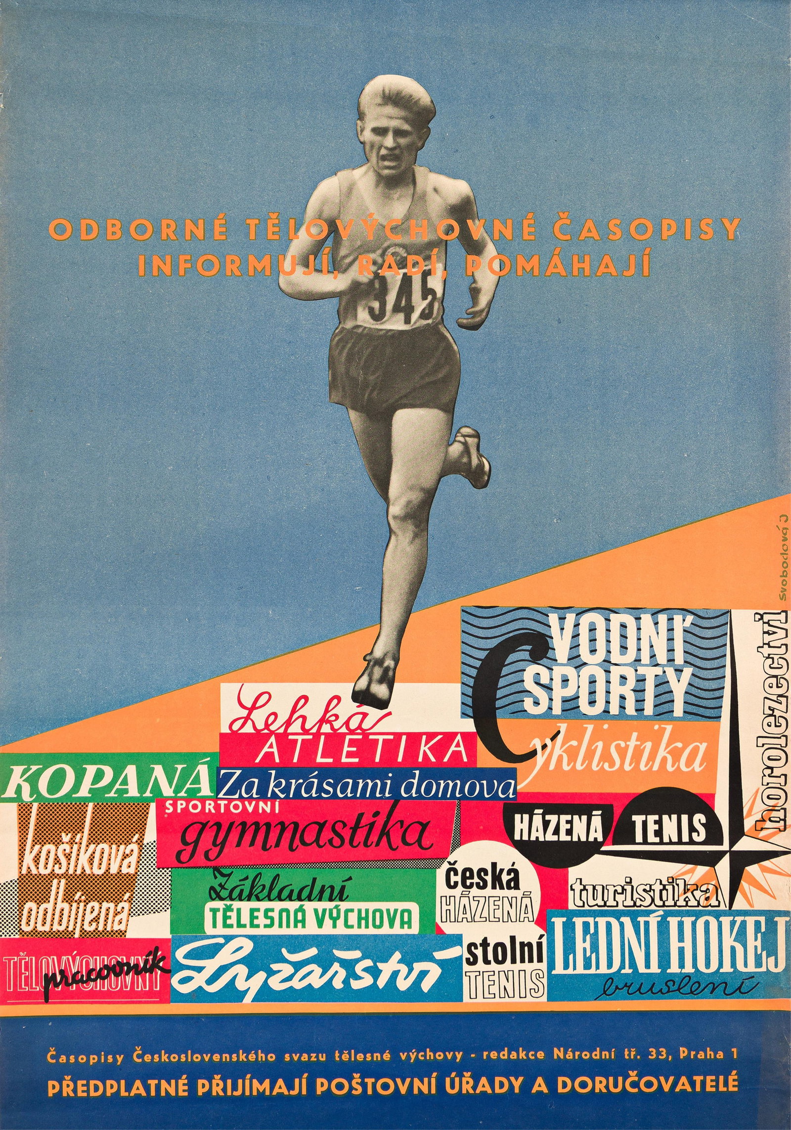 Svobodova, Odborné Teleovychovné Casopisy. Circa 1959.: Svobodova Odborné Teleovychovné Casopisy. Circa 1959. Condition A-: minor creases and abrasions at edges. Paper. "Professional Physical Education Magazines Inform and Help." The pictured run