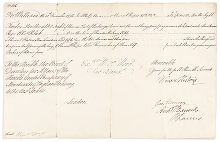 Warren Hastings. Three items, each Signed: Documents (2) * Autograph Letter.