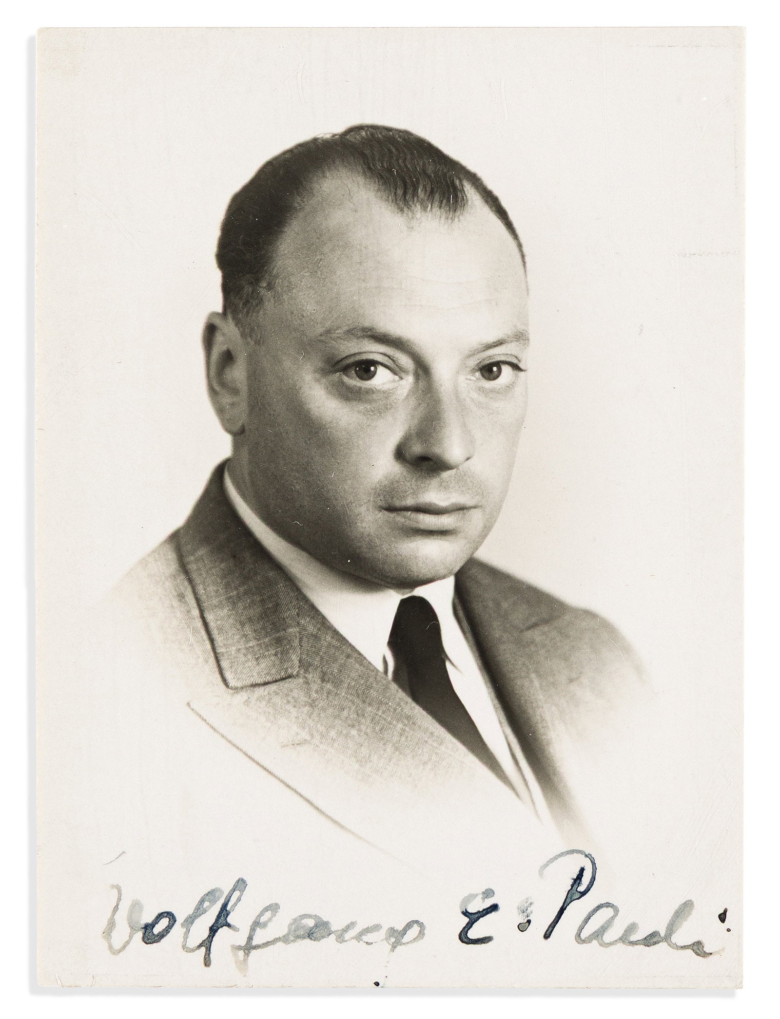 (Nobel Laureates--Physics.) Wolfgang Pauli. Photograph Signed, "Wolfgang E: Pauli," (1 of 1)