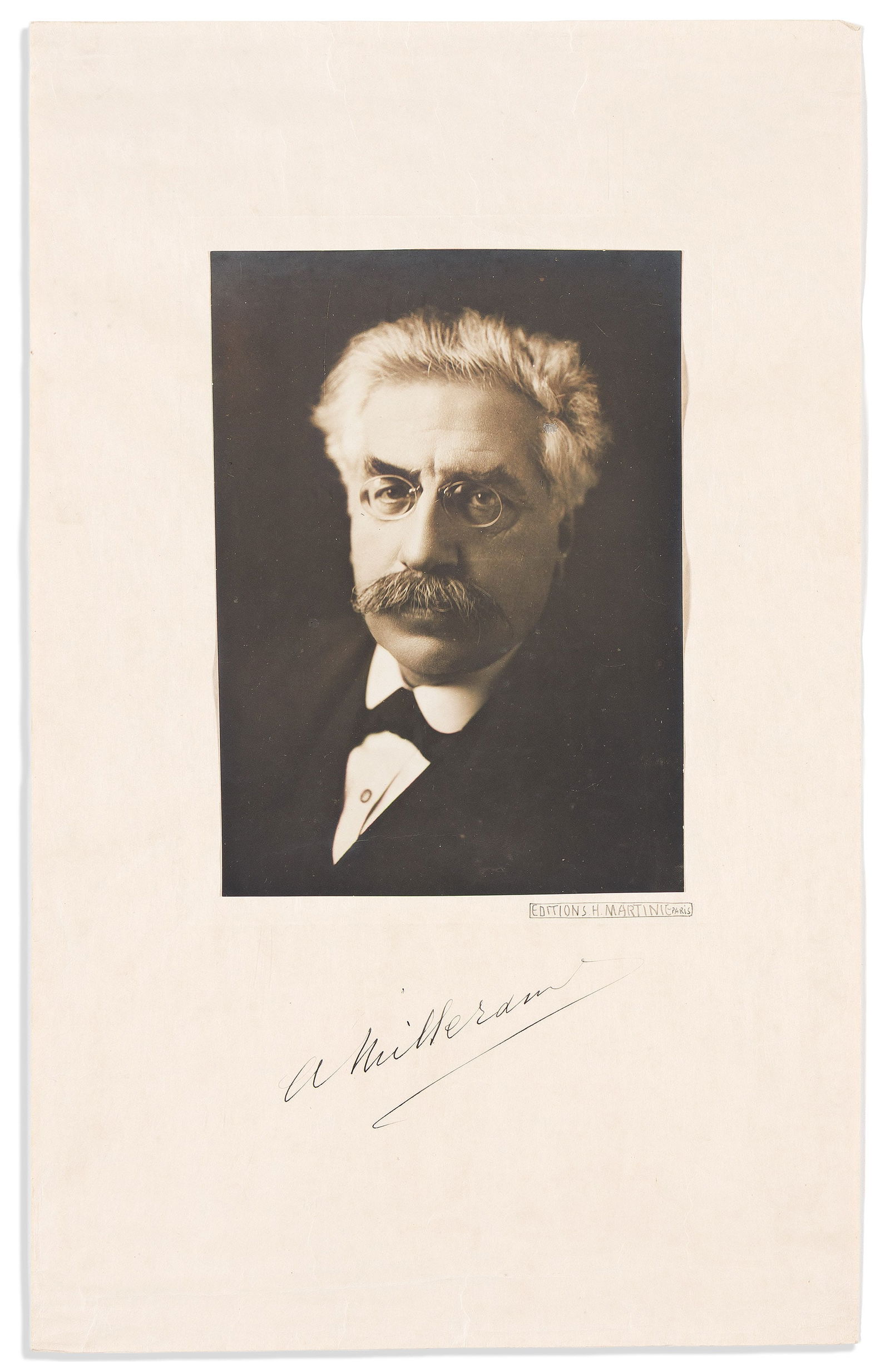 (World Leaders--France.) Three Photographs Signed: Alexandre Millerand * Raymond Poincaré *: Three Photographs Signed: Alexandre Millerand * Raymond Poincaré * Philippe Pétain. Each with related correspondence and ephemera. Size and condition varies. Np, circa 1920.