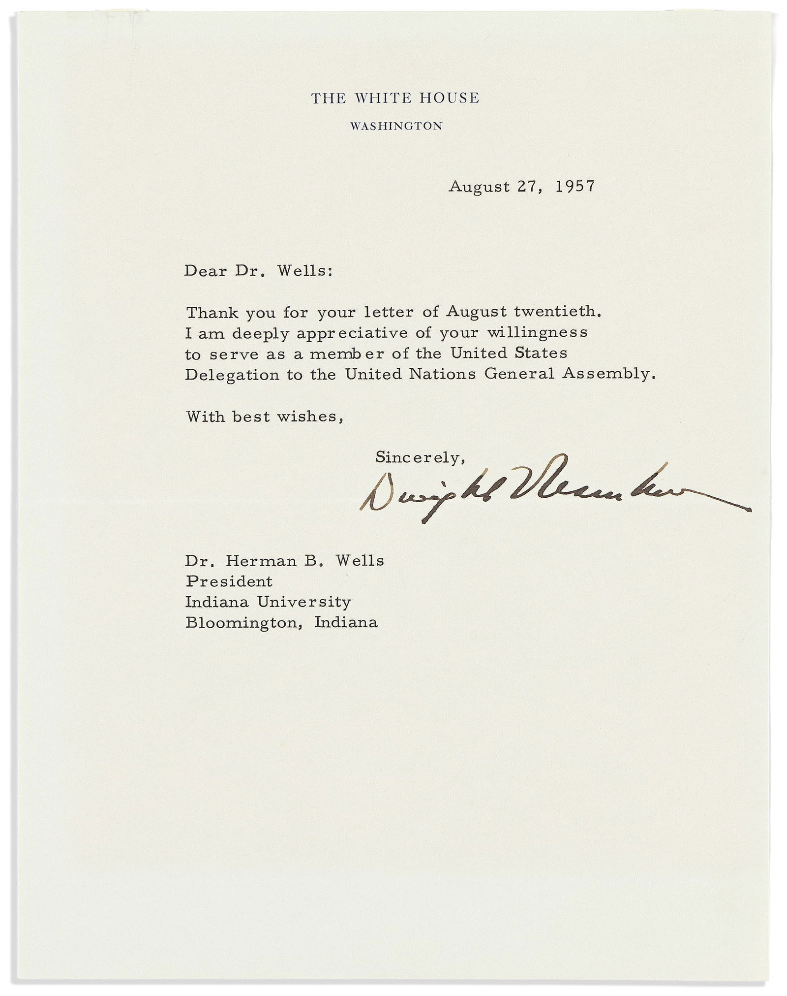 (Presidents--20th-Century.) Group of 4 items Signed, including two as President: Typed Letters (3) *: Group of 4 items Signed, including two as President: Typed Letters (3) * Partly-printed Document. Format and condition vary. Vp, vd.