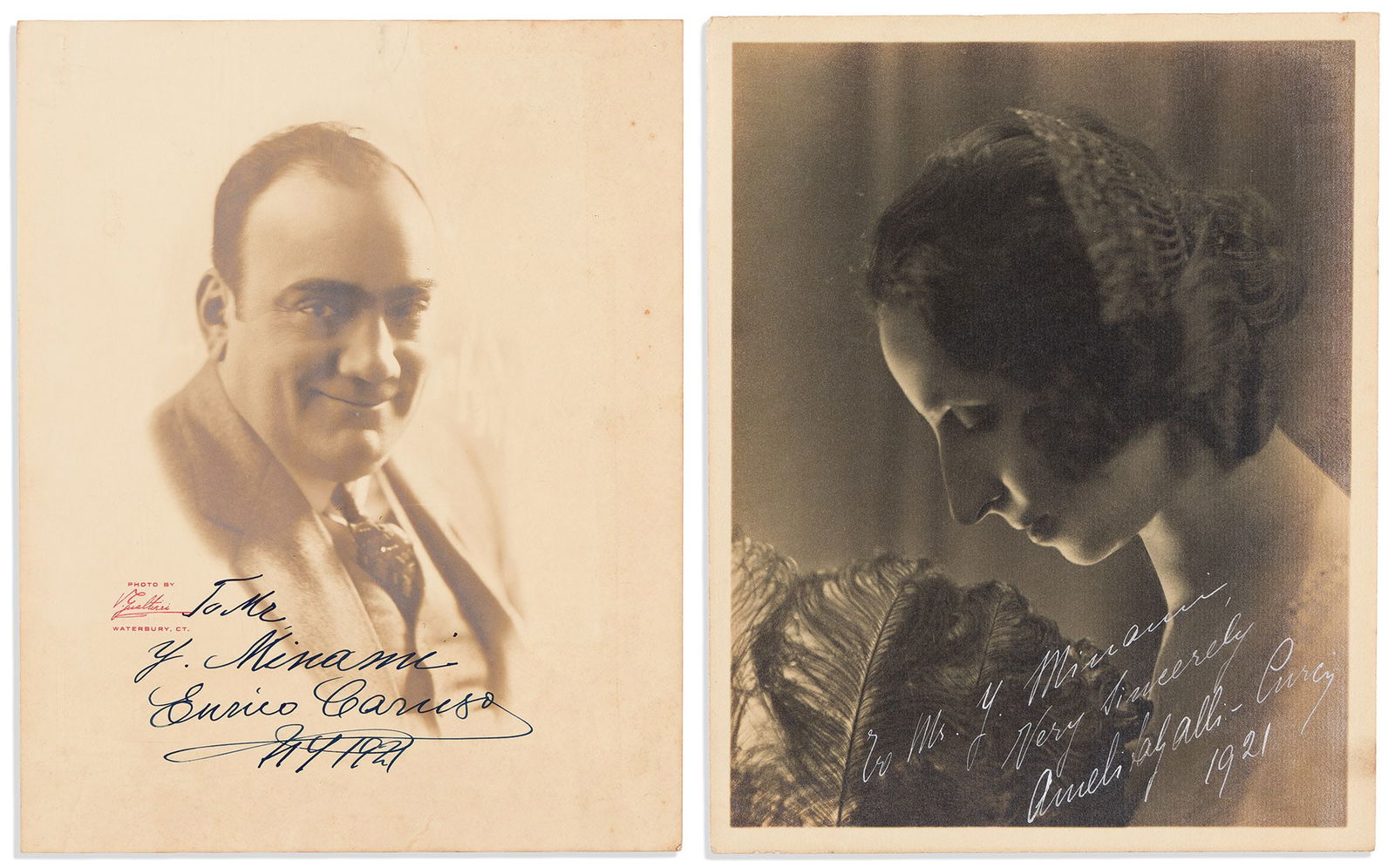 (Music.) Group of 8 items Signed, or Signed and Inscribed.: Group of 8 items Signed, or Signed and Inscribed, most to Yosaku Minami, most Photographs, most include related ephemera. Format and condition vary. Most with the original mailing envelope. Vp, vd.