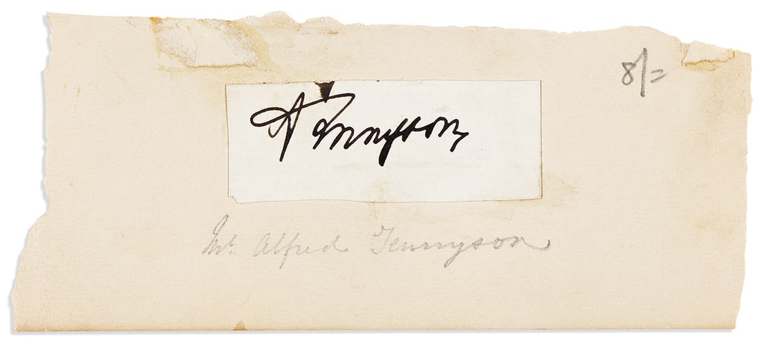 (Writers--British.) Group of 10 items Signed, or Signed and Inscribed: Max Beerbohm (4) * Lytton: Group of 10 items Signed, or Signed and Inscribed: Max Beerbohm * Lytton Strachey * Alfred Tennyson * G.K. Chesterton * Walter Crane * Robert Hichens * Richard Le Gallienne. Format and condition vary.