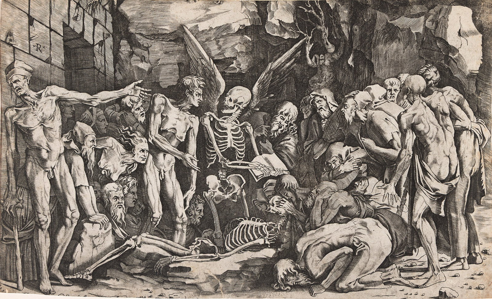 Marco Dente (1486-1527) after Rosso Fiorentino, Allegory of Death and Fame: The Skeletons, circa (1 of 1)
